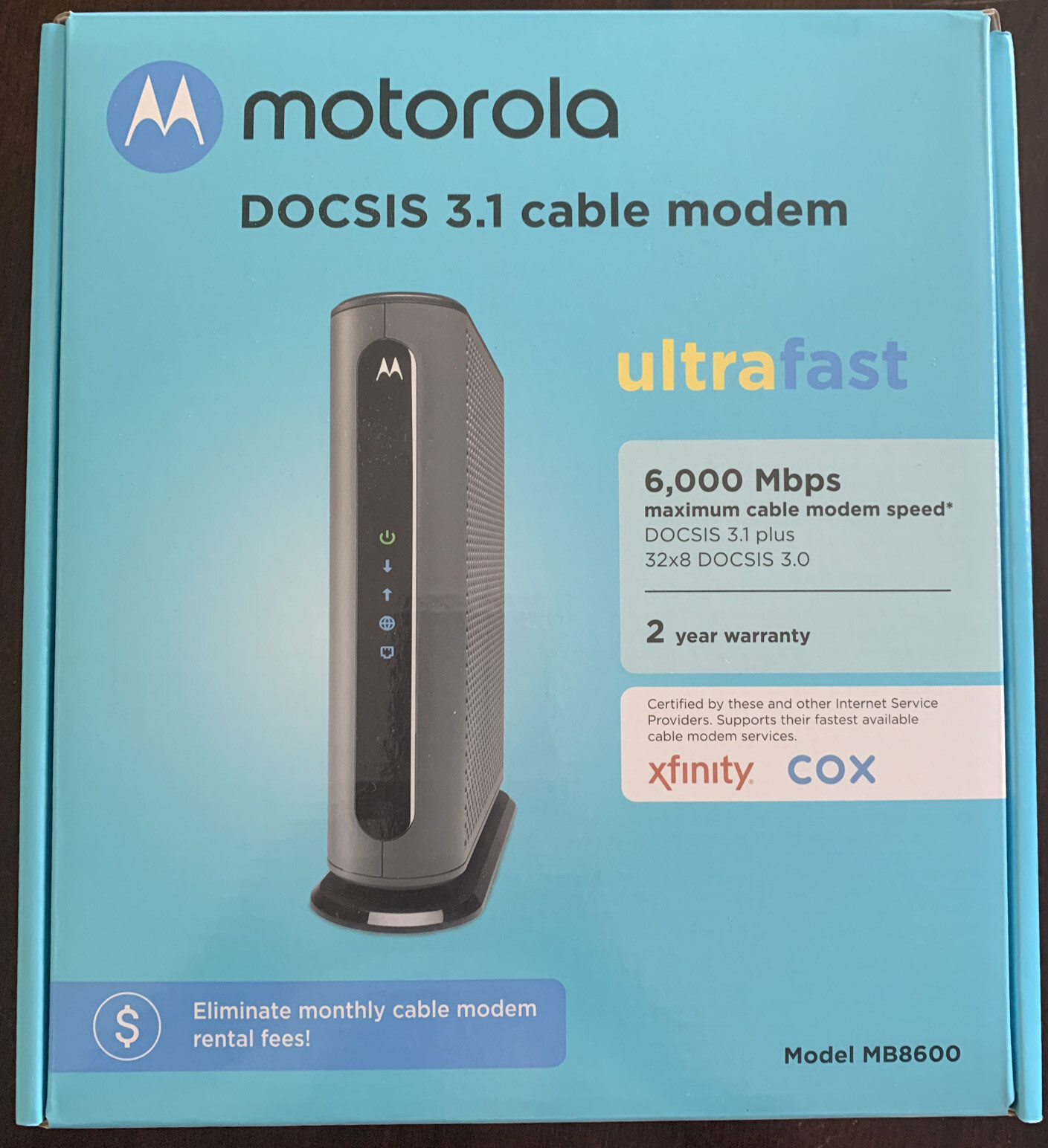 Motorola MB8600 Ultra-Fast DOCSIS 3.1 Cable Modem with 32X8 DOCSIS 3.0