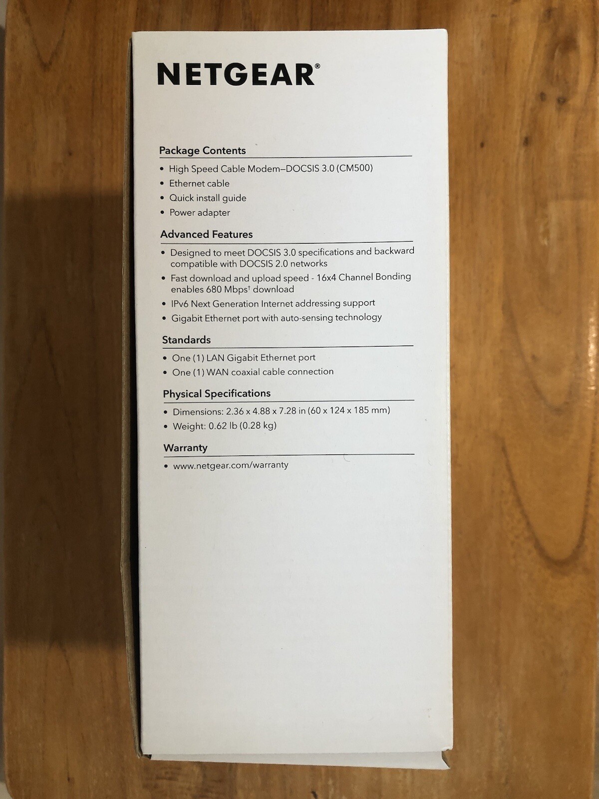 NETGEAR Cm500-1aznas 16×4 DOCSIS 3.0 Cable Modem Max Download Speeds of 686mbps