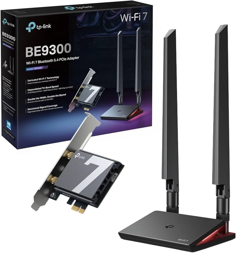 TP Link BE9300 WiFi 7 Bluetooth PCIe Adapter Tri-Band Bluetooth 5.4 TBE550E🔥