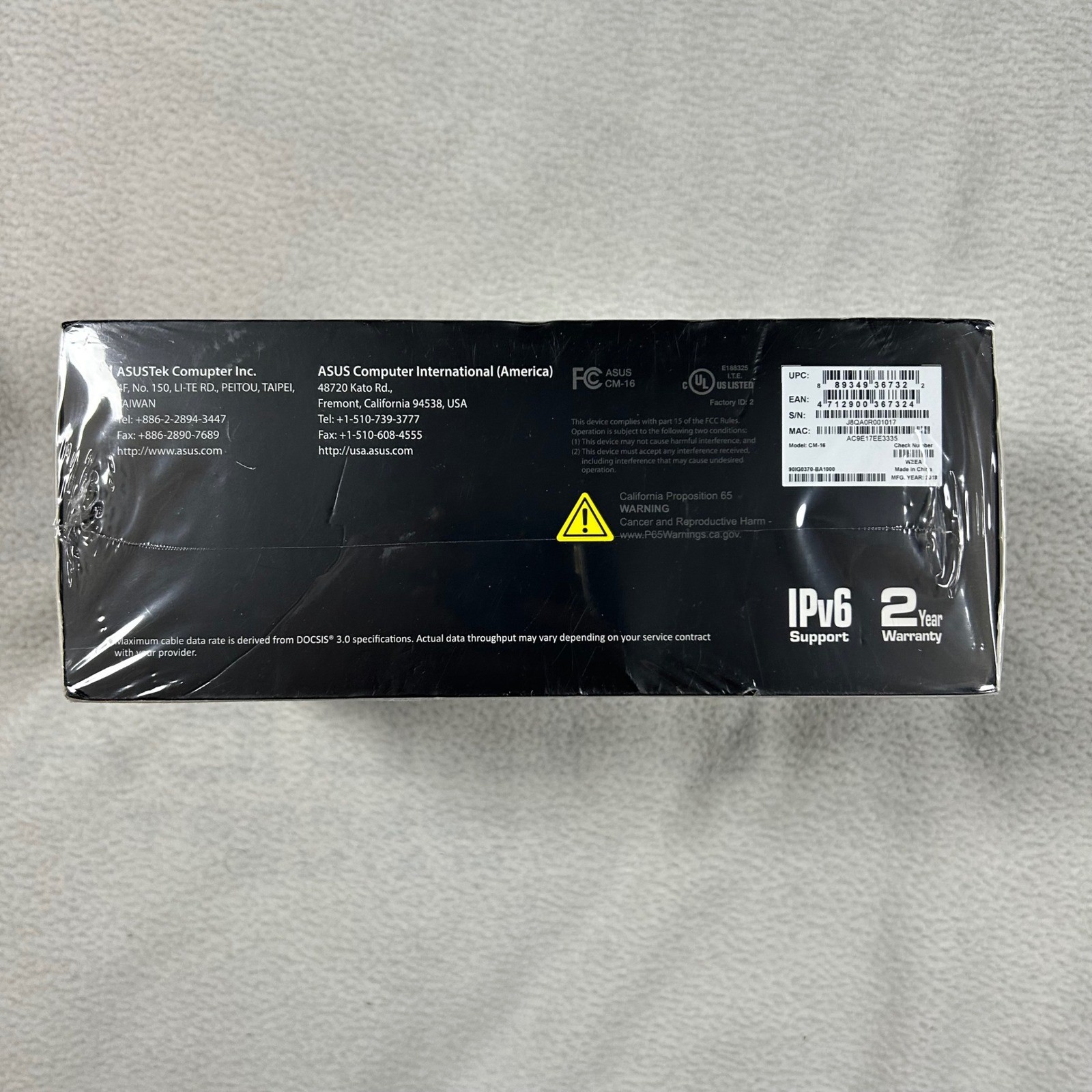 ASUS Cable Modem CM-16 Black DOCSIS 3.0 16×4 Gigabit Ethernet Port New Sealed