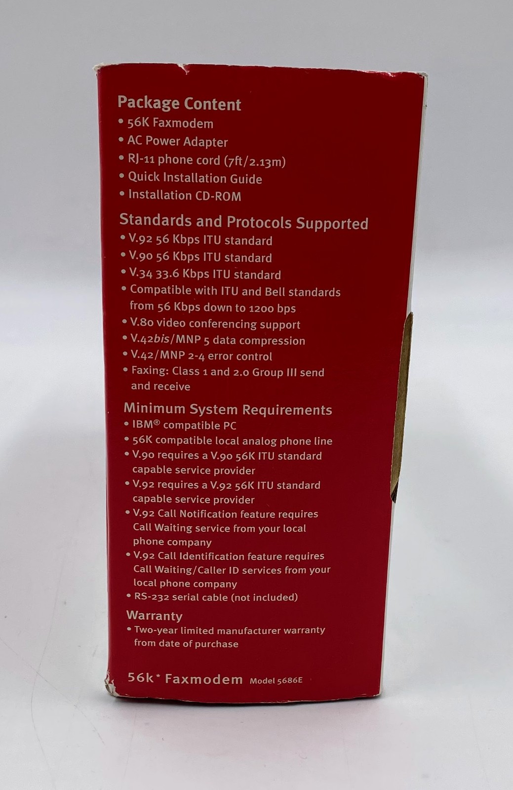 USRobotics 56k Faxmodem External Model 5686E V.92 USR5686E