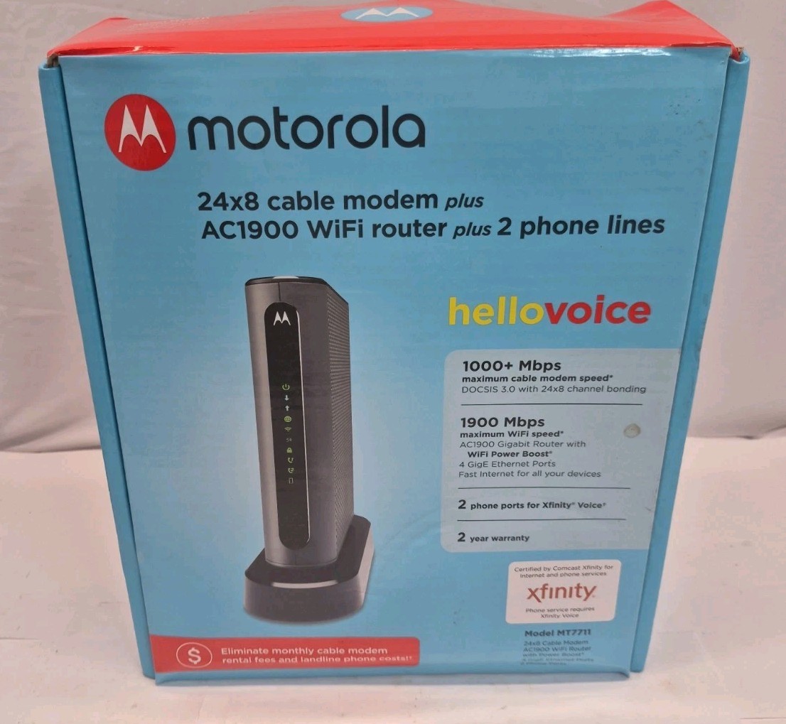 Motorola MT7711 24×8 Cable Modem plus AC1900 WiFi Router