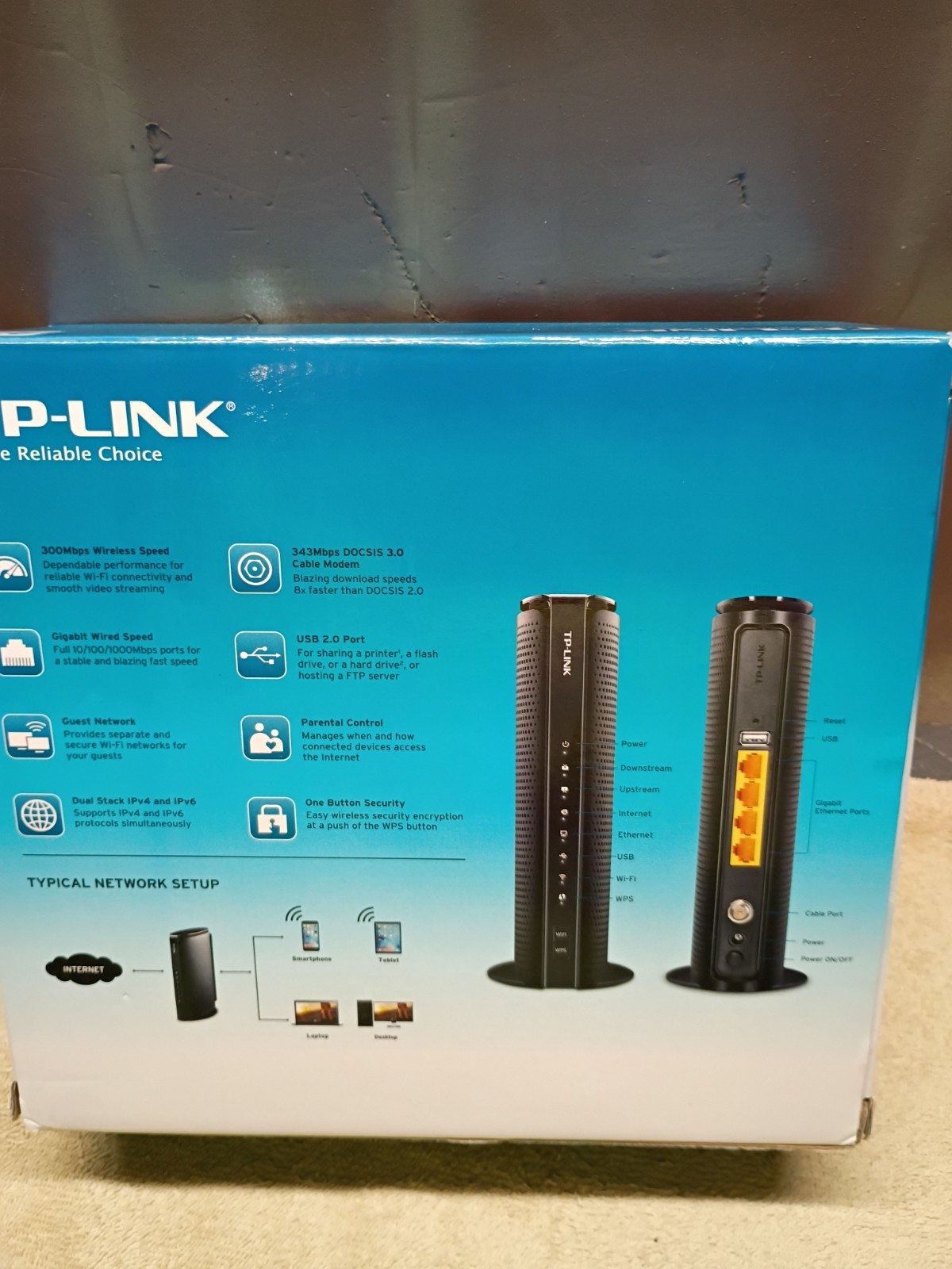 TP-Link TC-W7960 DOCSIS 3.0 Cable Modem Wireless N Router 300Mbps Xfinity w/Accs