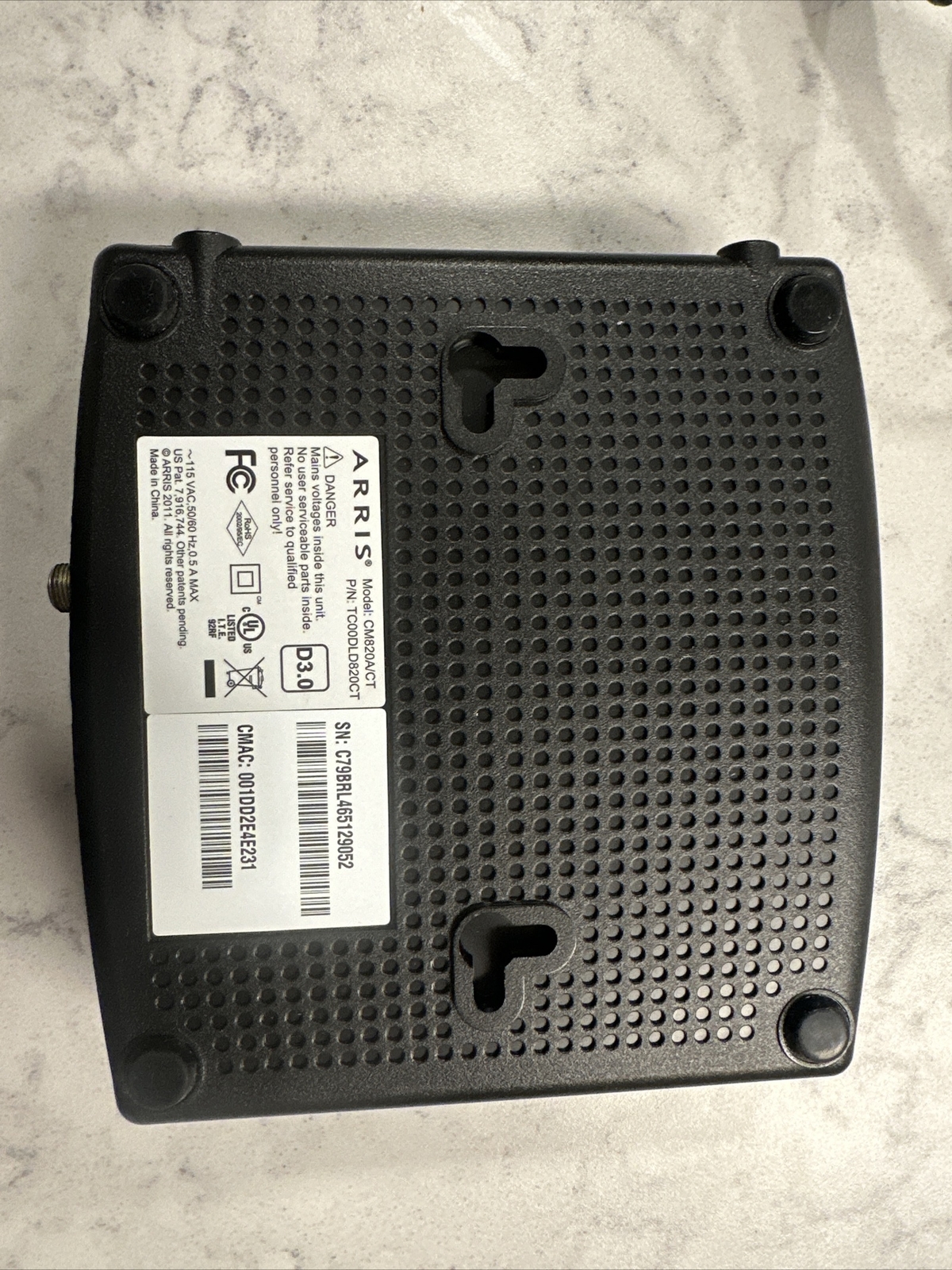 ARRIS CM820A/CT DOCSIS 3.0 Cable Modem