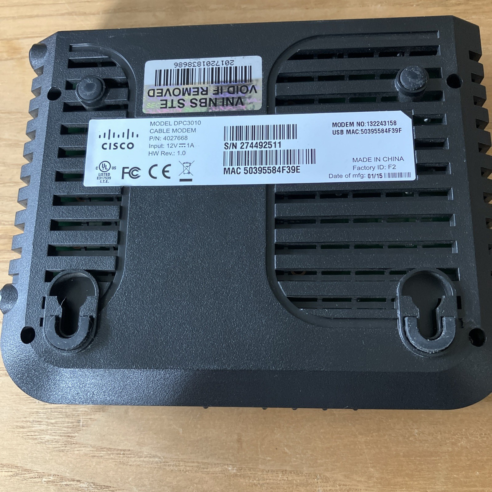 Cisco DPC3010 (4027668) Modem, With All Cords Included
