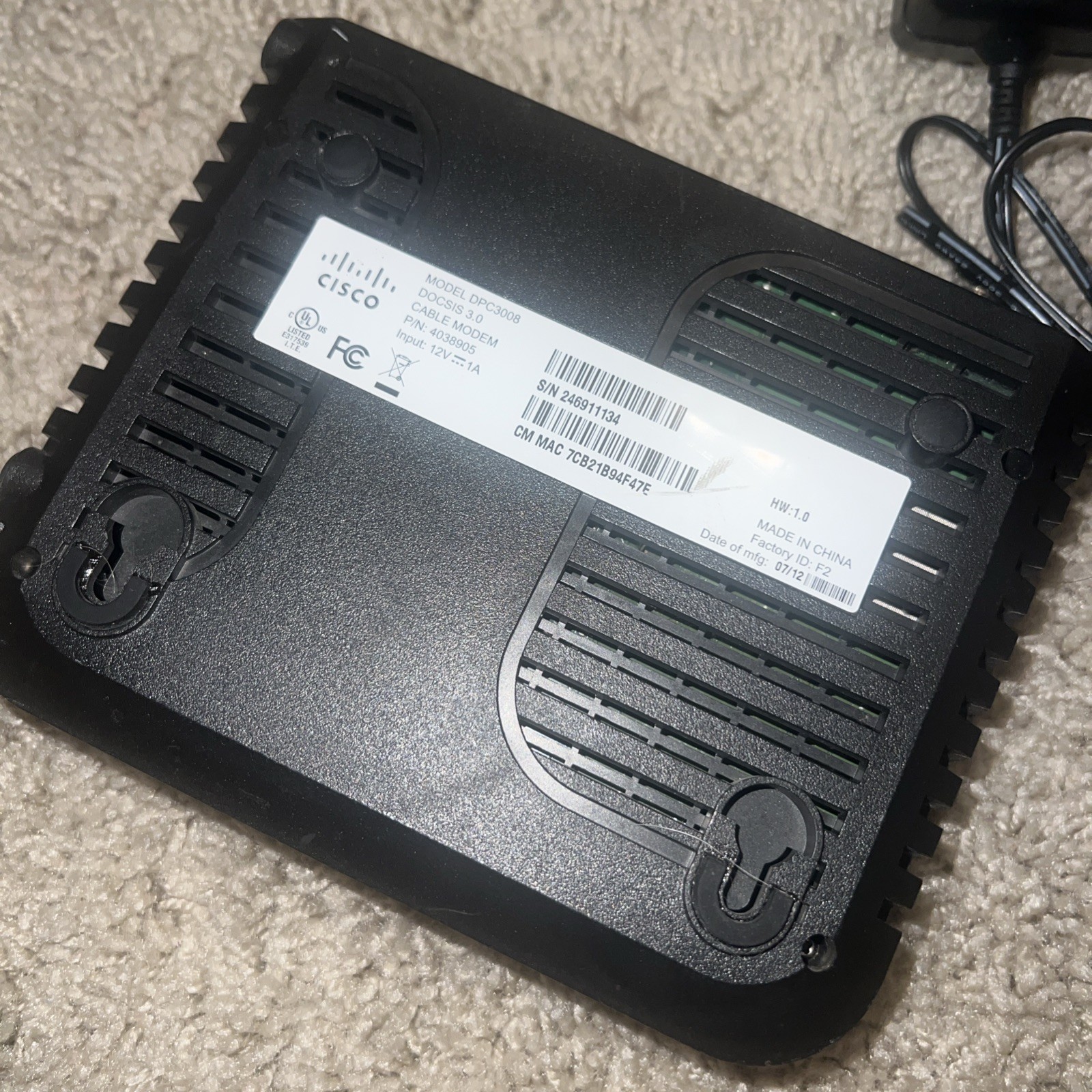 Cisco Technicolor DPC3008/EPC3008 Cable Modem (No Cords)