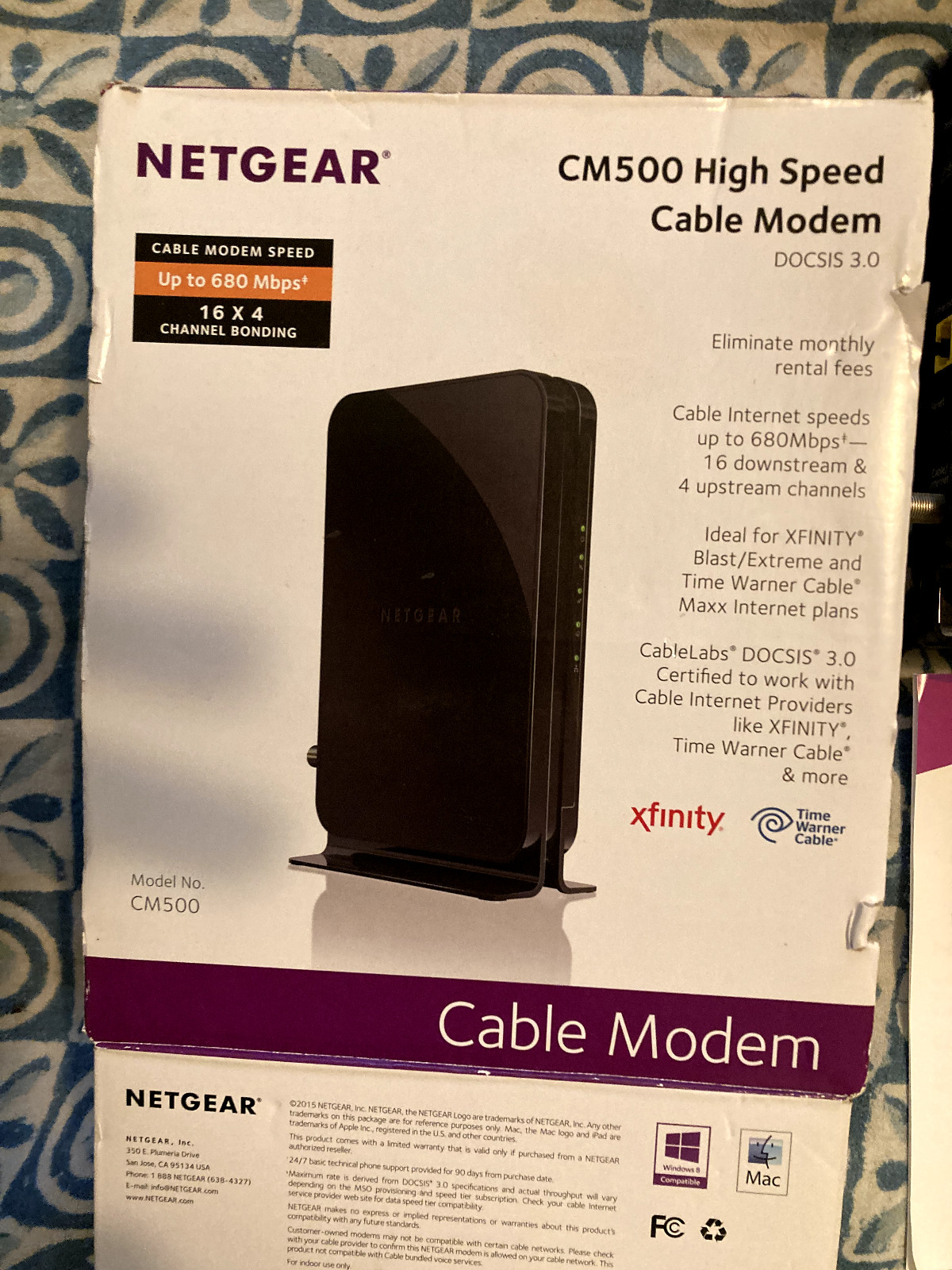 Netgear CM500 Cable Modem 680+- Mbps DOCSIS 3.0 Fast Web Internet Access