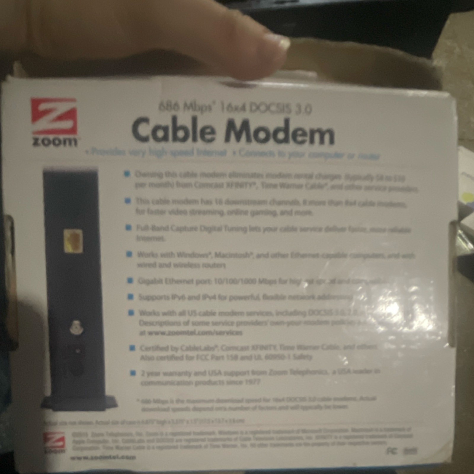 Zoom 686 Mbps 16×4 DOCSIS 3.0 Cable Modem Model 5370 XFINITY Time Warner