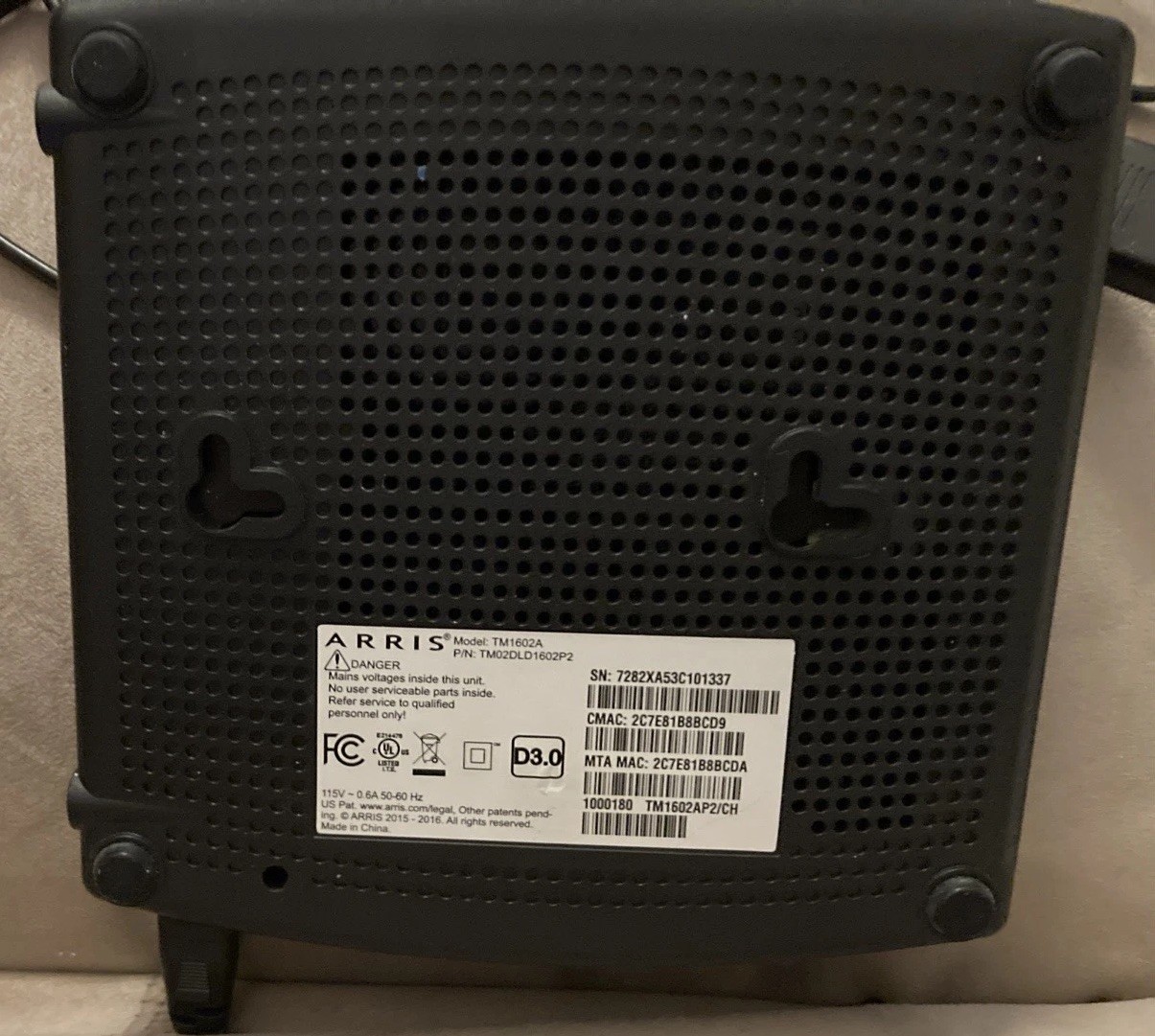 ARRIS Touchstone TM1602 DOCSIS 3.0 E-MTA with 12 Ft Power Cord