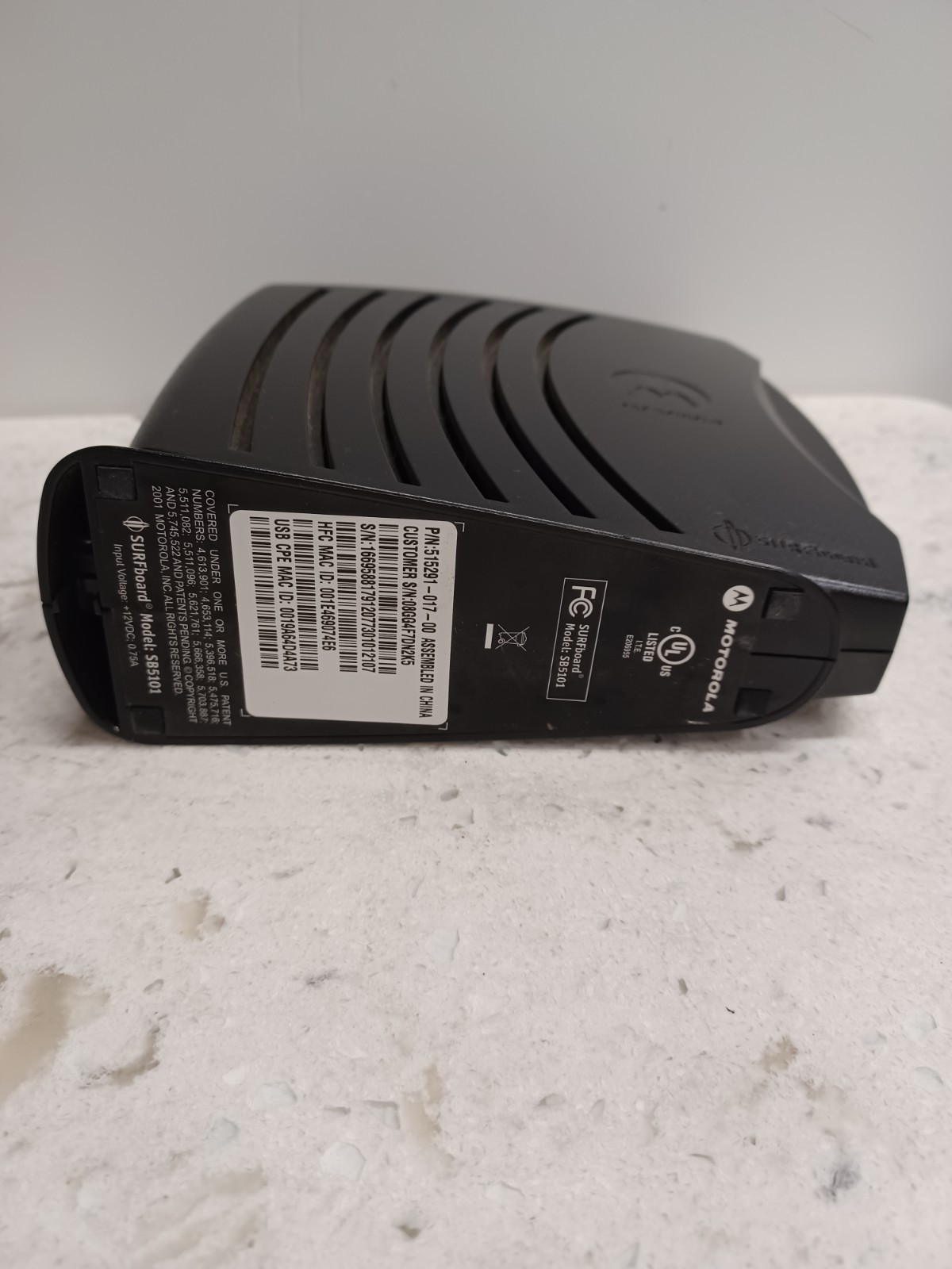 Motorola SURFboard SB5101 Cable Modem Black No Cords Included Modem Only Used