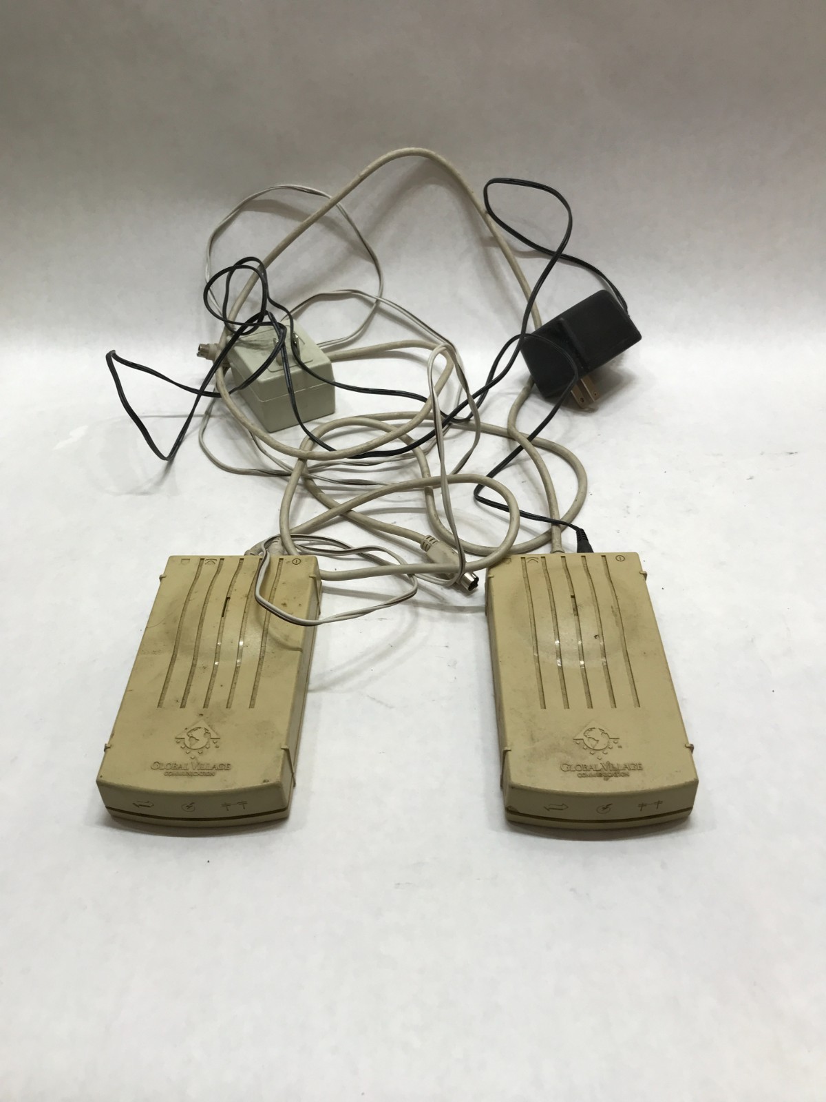 Lot of 2 Global Village Fax Modem A812/A824 With Power Adapters UNTESTED!!! – DW