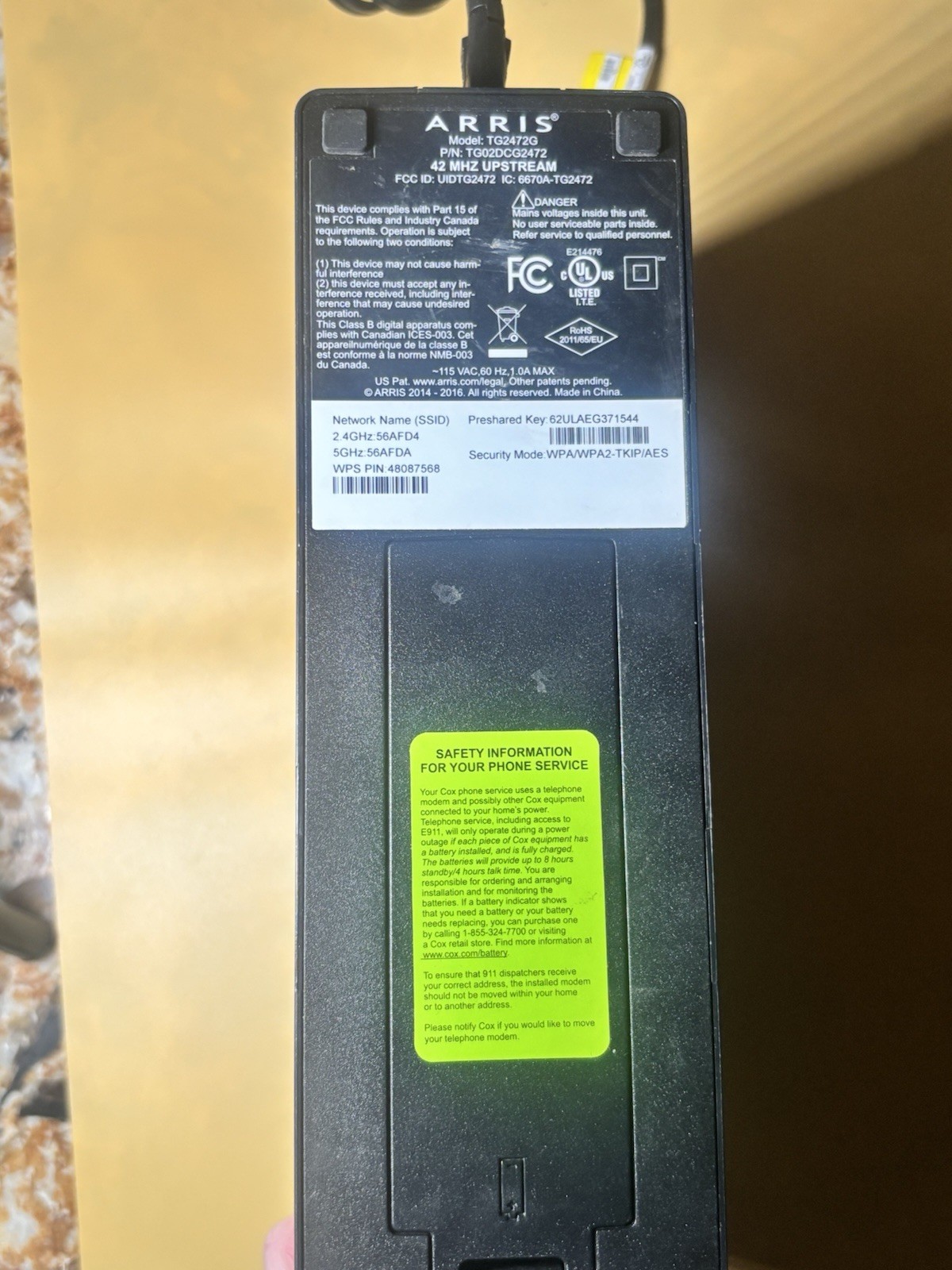 ARRIS Touchstone TG2472G Cable Voice Gateway Modem 24×8 DOCSIS 3.0 Gateway W/AC