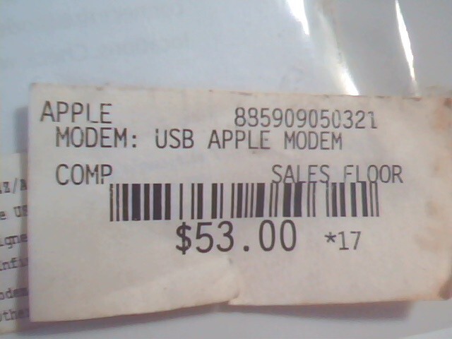 Apple USB Modem MA034Z/A (MA034ZA) 56 Kbps New In Original Packaging