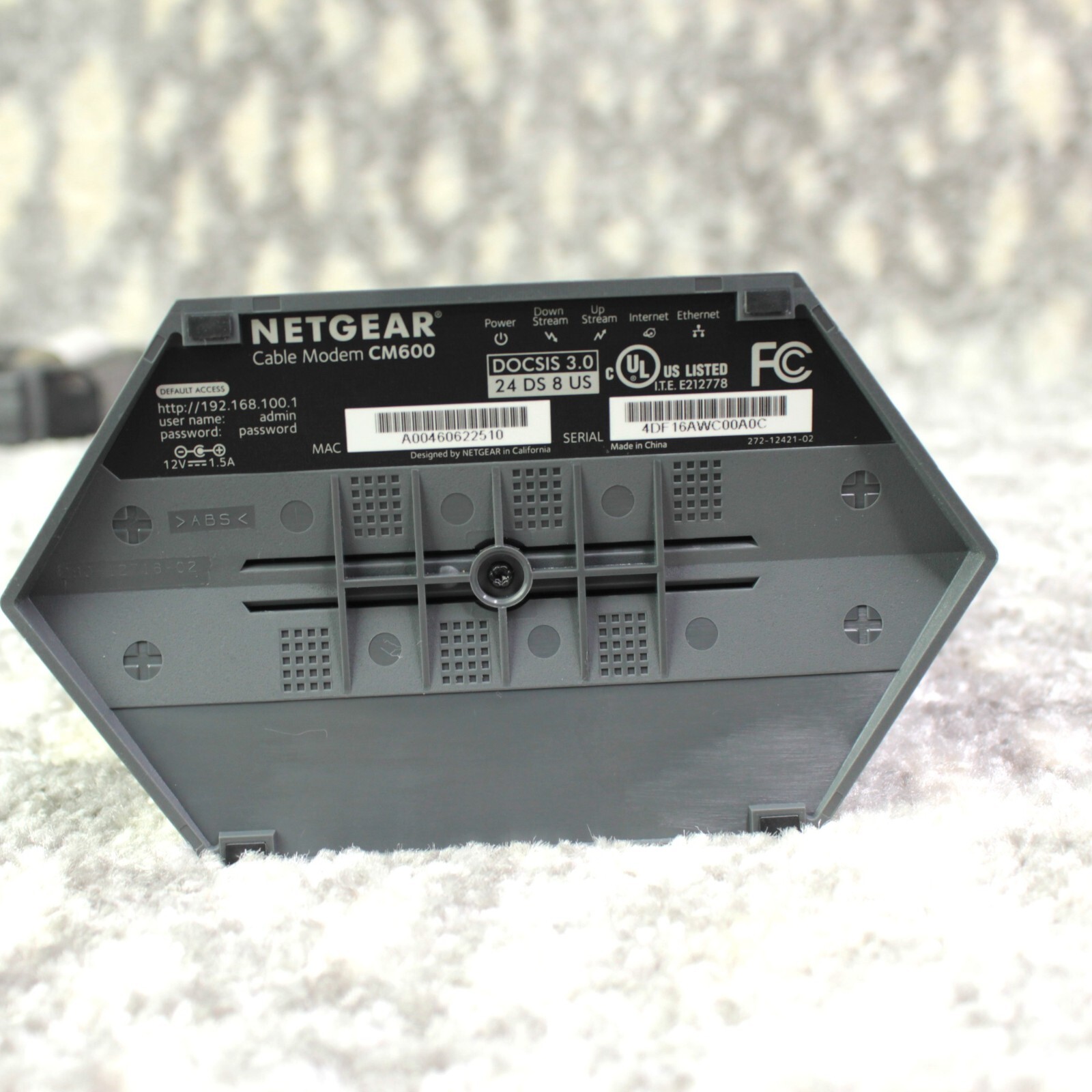 NETGEAR CM600 High Speed 960Mbps 24×8 DOCSIS 3.0 Cable Modem with AC Adapter