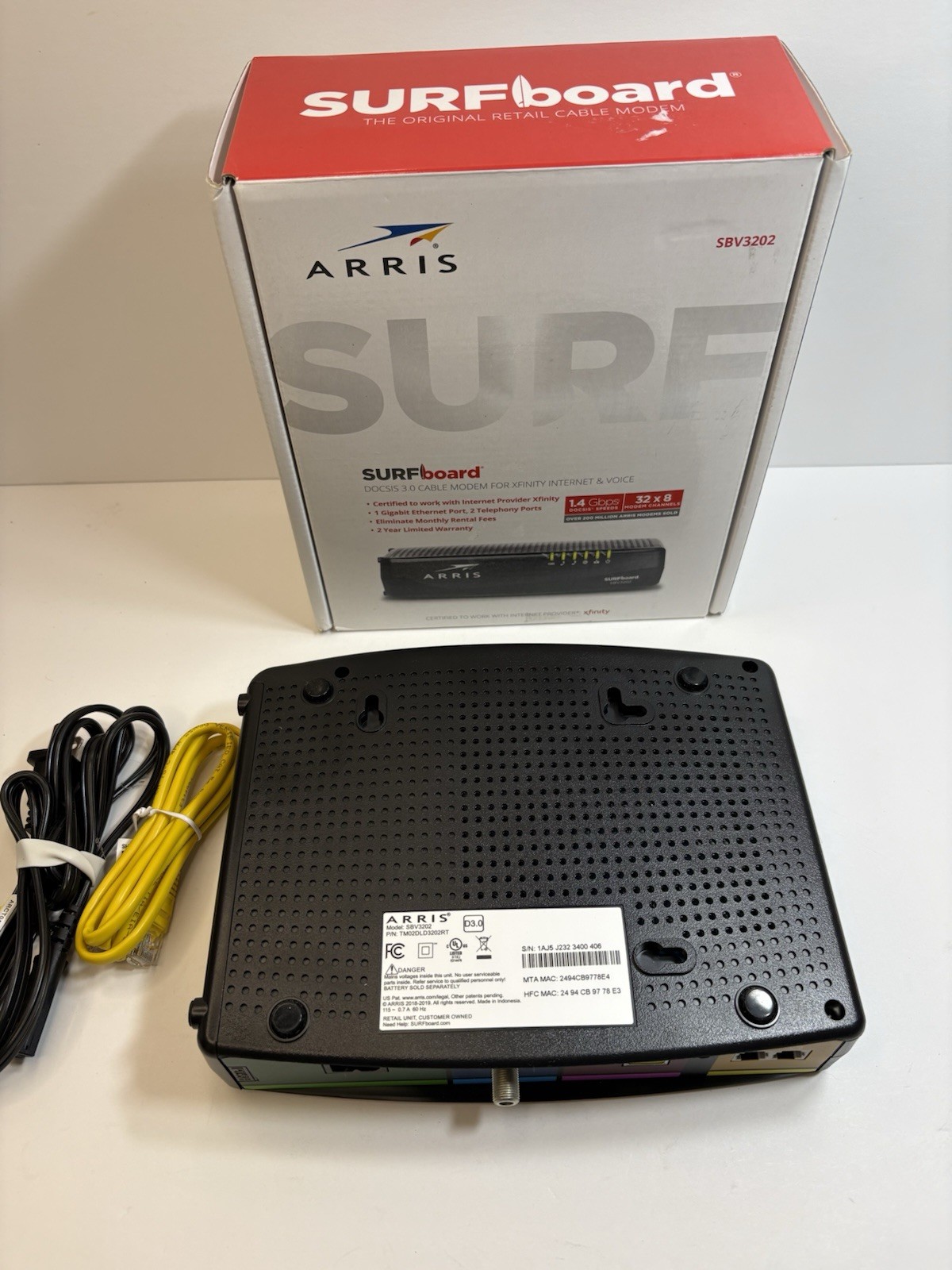 ARRIS SBV3202 Docsis 3.0 Voice Cable Modem – Black