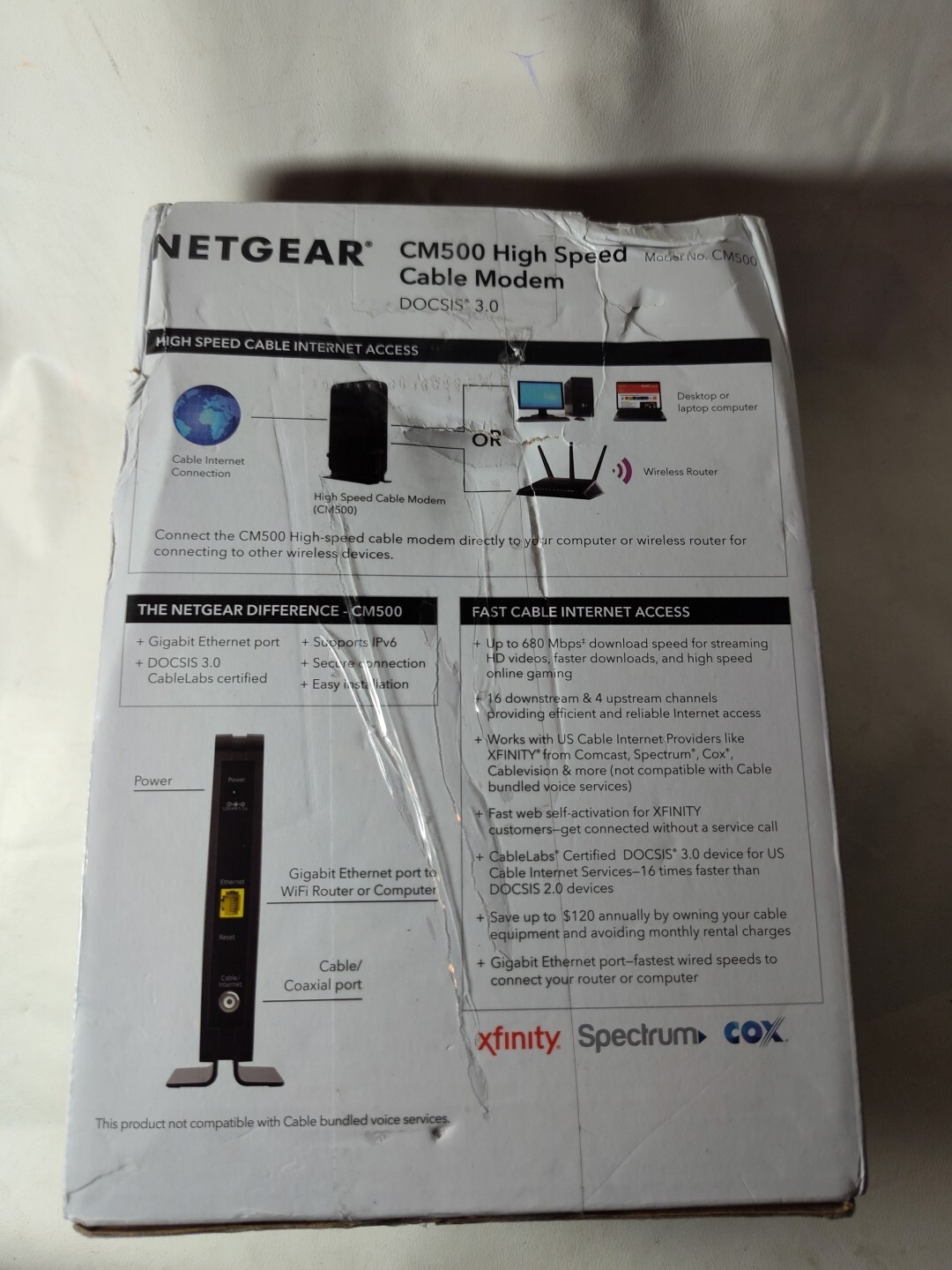 Netgear Model CM500 High Speed Cable Modem Speed Up to 680 Mbps