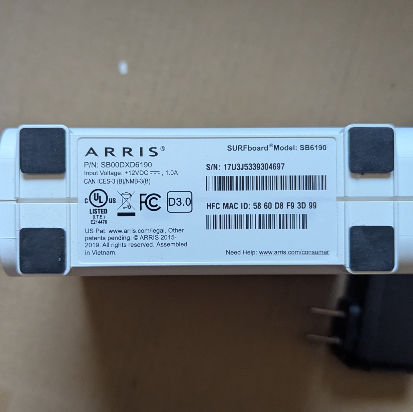 SURF BOARD Sb6190 Cable Modem Tested, Works!
