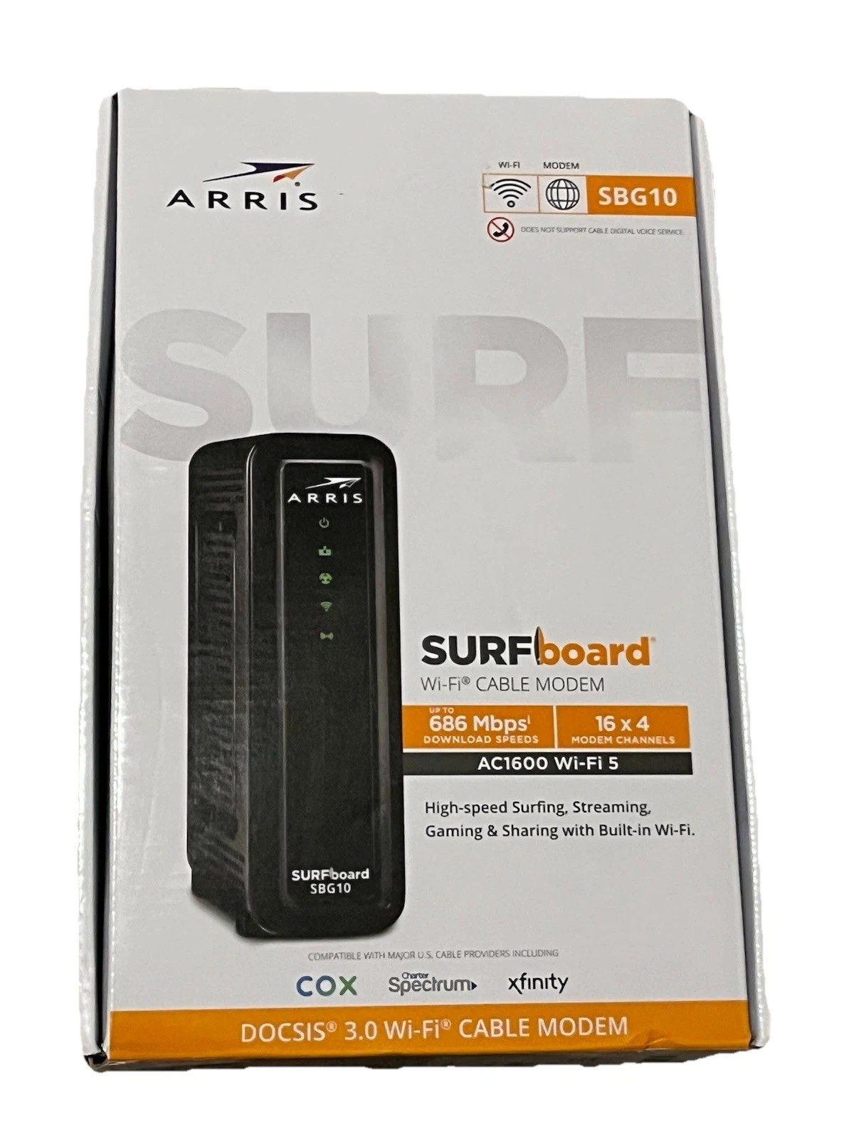 ARRIS SBG10 SURFboard AC1600 Dual-Band Cable Modem Router – Black