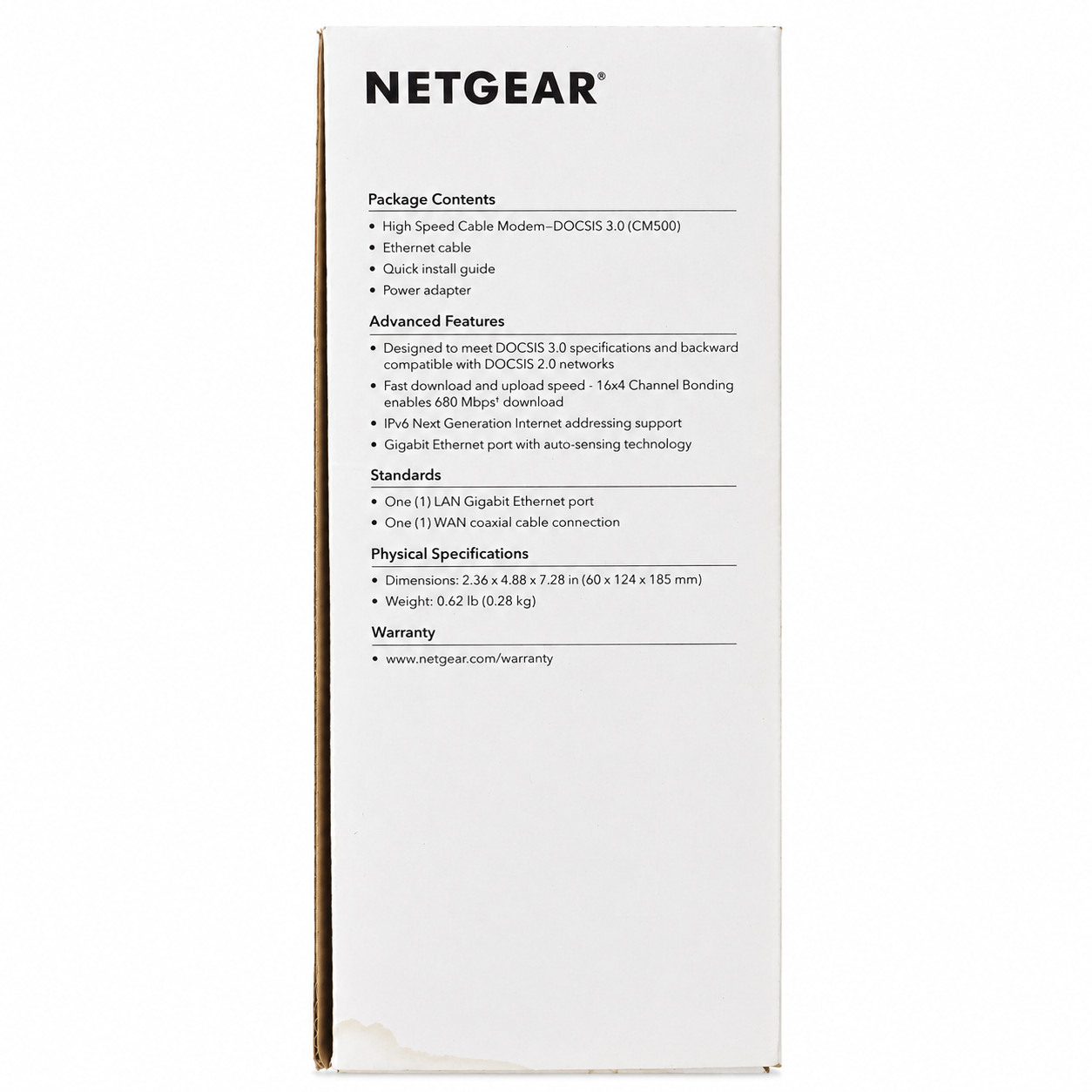NETGEAR CM500 Cable Modem DOCSIS 3.0 680Mbps Xfinity Spectrum Cox Mediacom
