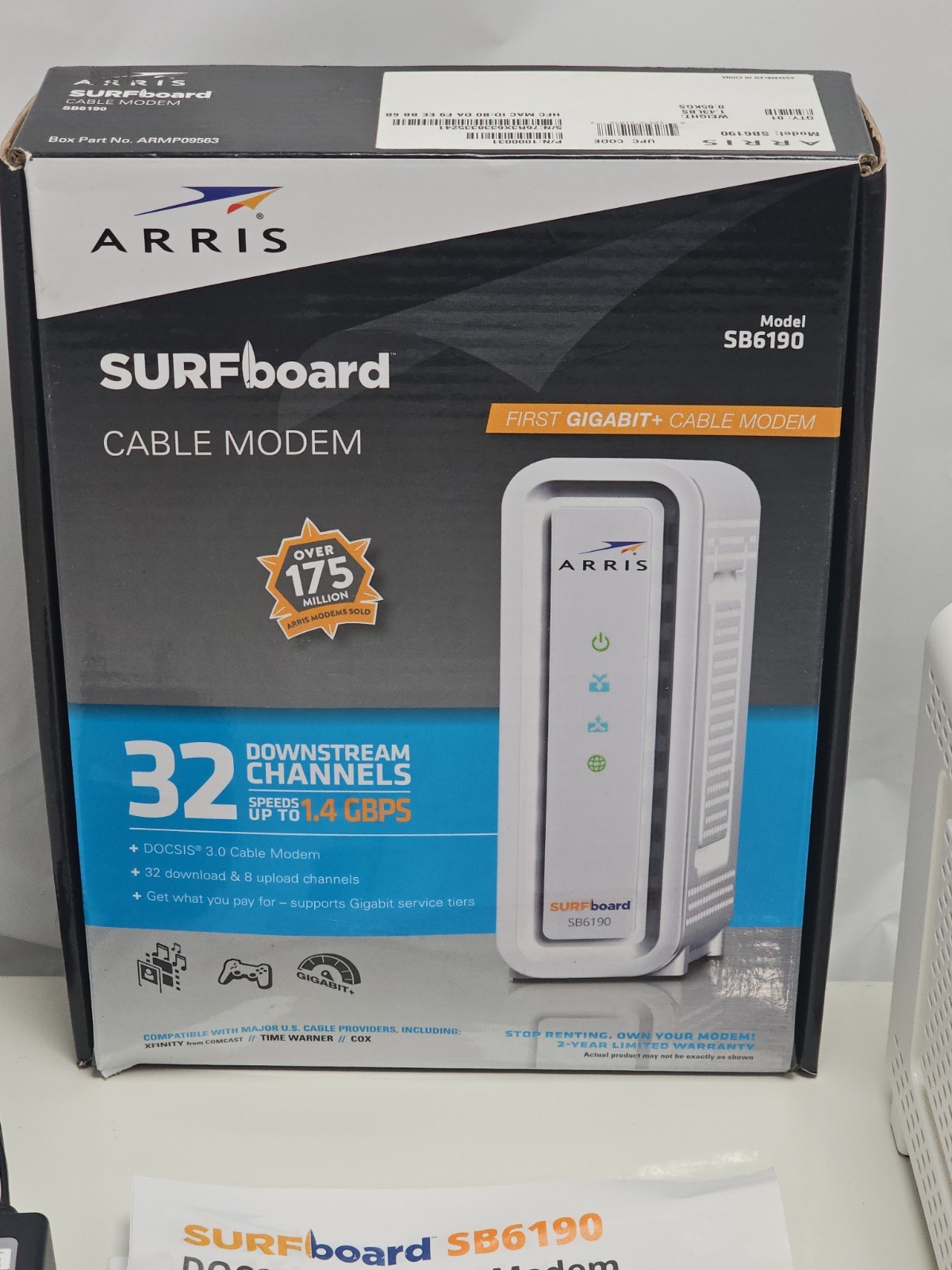 ARRIS Surfboard SB6190 – 32×8 Docsis 3.0 Cable Modem – White
