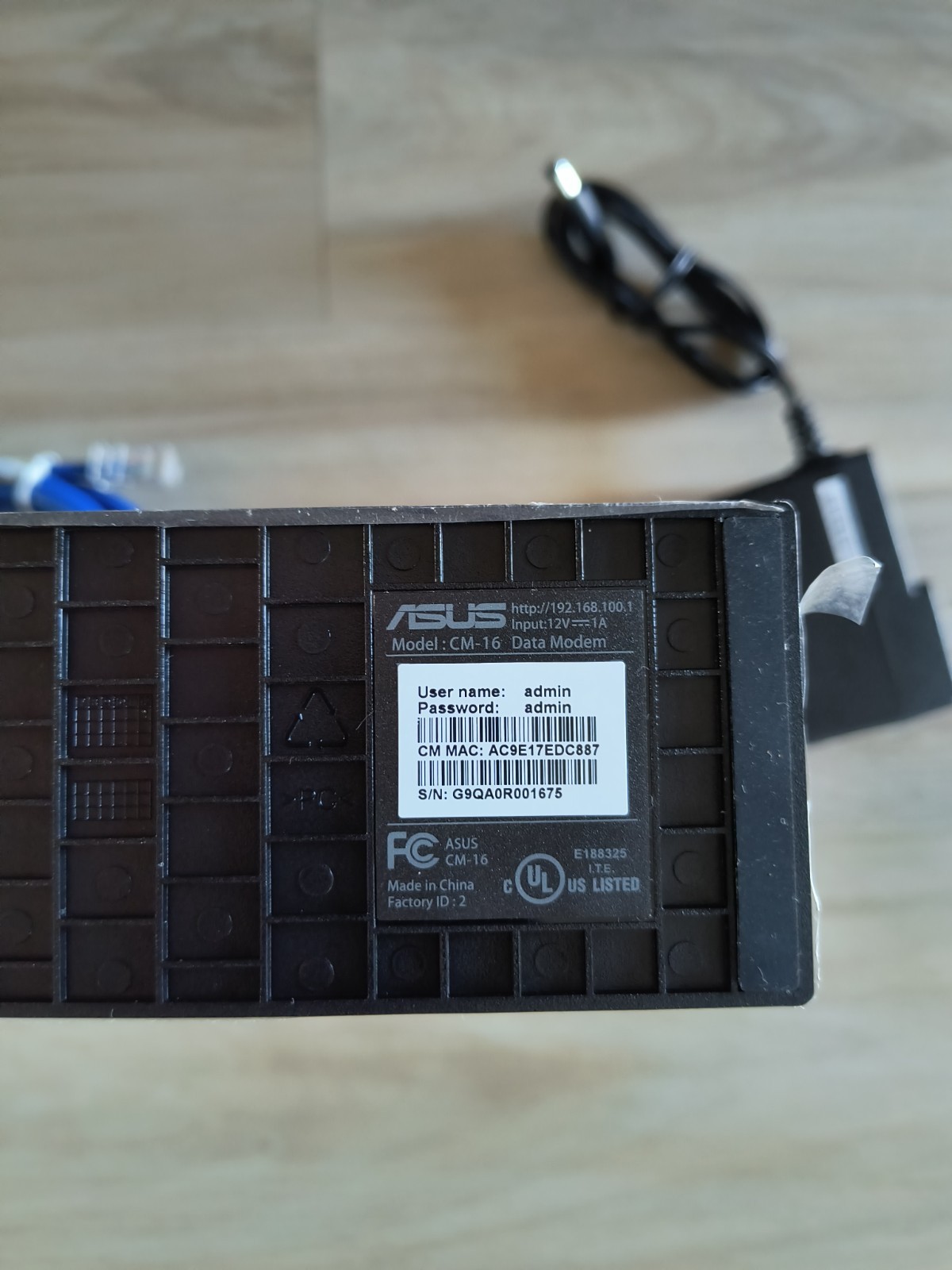 Asus CM-16 DOCSIS 3.0 Cable Modem Gigabit LAN 686Mbps for Xfinity Cox Spectrum