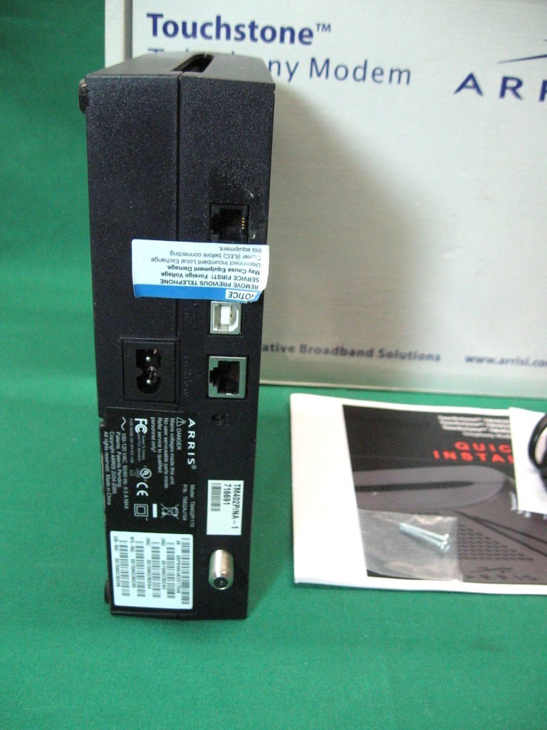 ARRIS TM402P cable PC MAC modem USB ethernet VOIP tele phone phony, CD