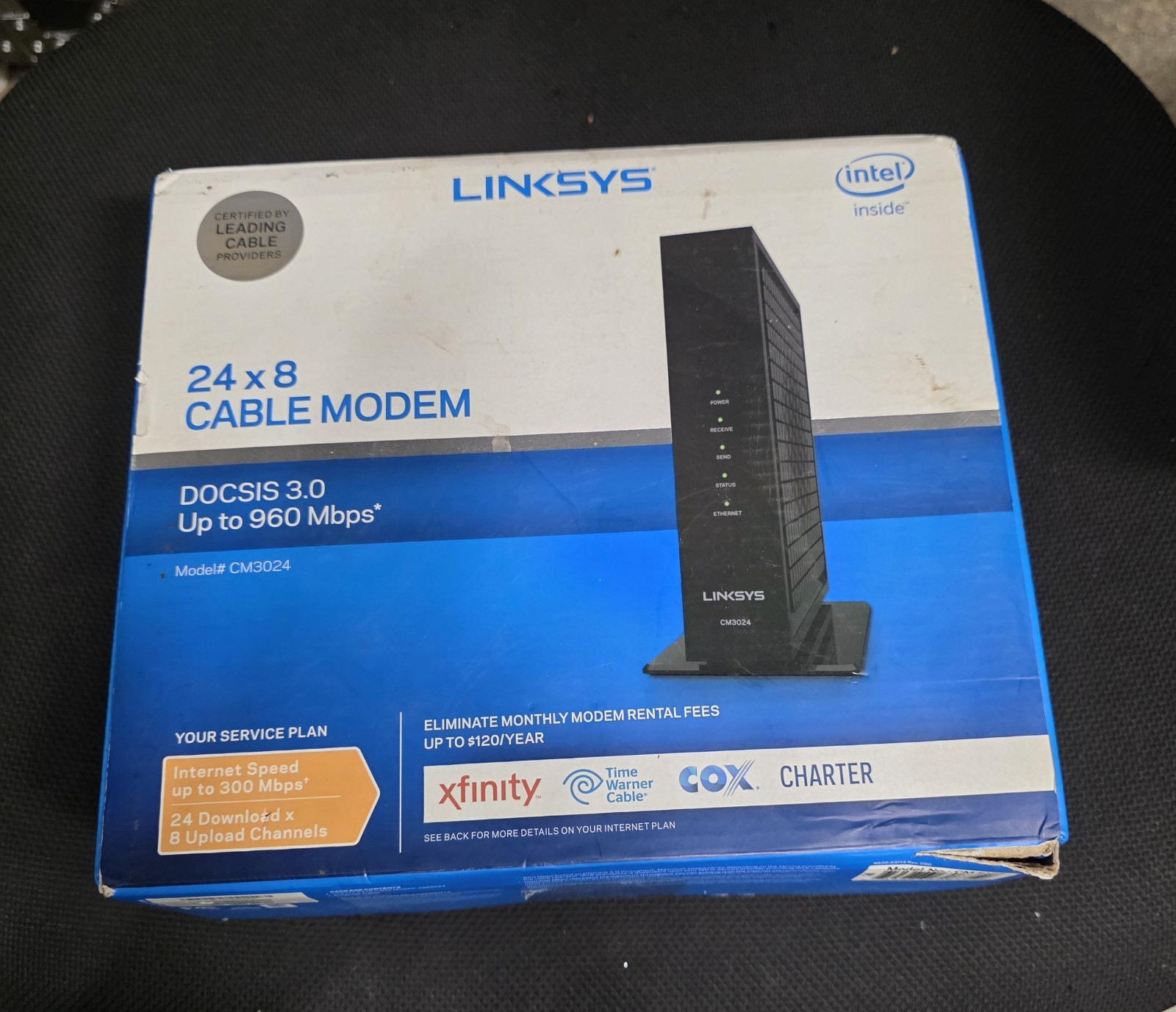 Linksys CM3024 DOCSIS 3.0 24×8 Cable Modem 960 Mbps Xfinity Cox Charter Tested