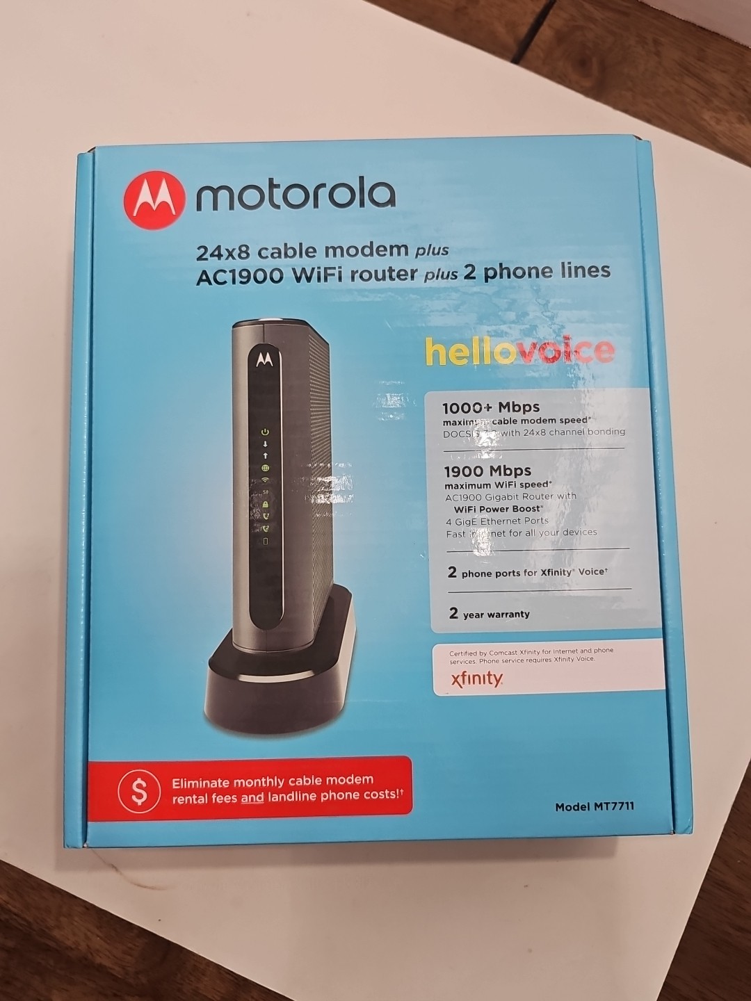 Motorola MT7711 24X8 Cable Modem and AC1900 Dual Band Wi-Fi Gigabit Router 2…