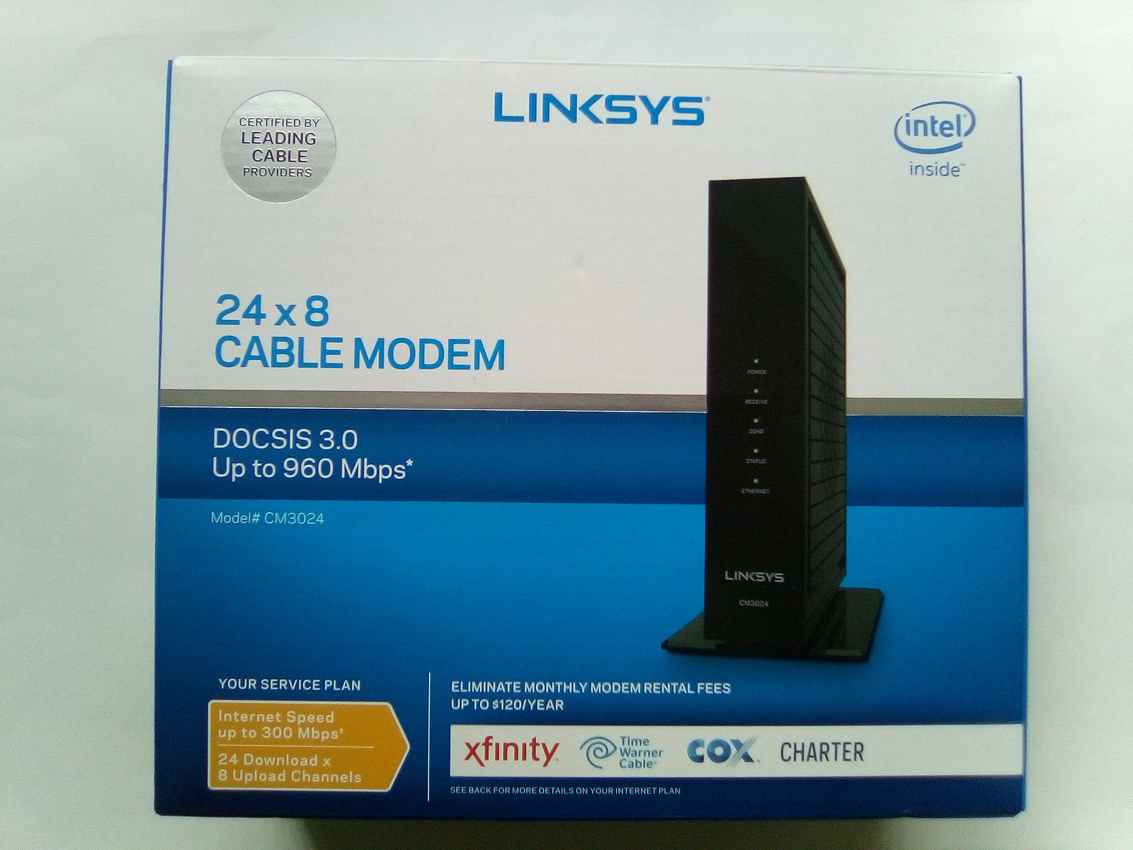 Linksys CM3024 Cable Modem (DOCSIS 3.0 up to 960 Mbps & Internet up to 300 Mbps)