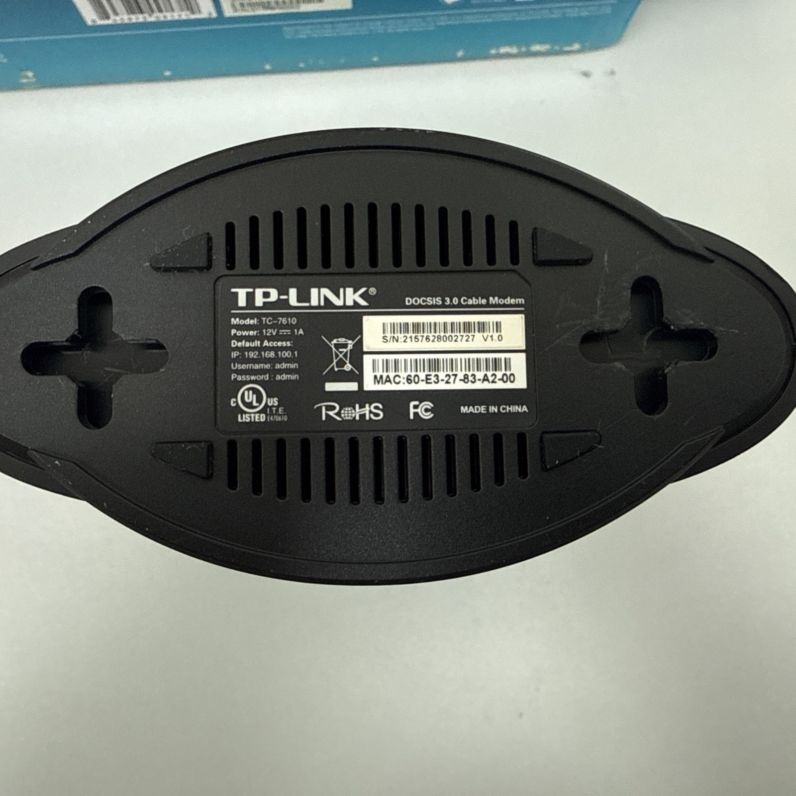 TP-Link Docsis 3.0 Cable Modem 343 Mbps TC-7610 Xfinity NIB