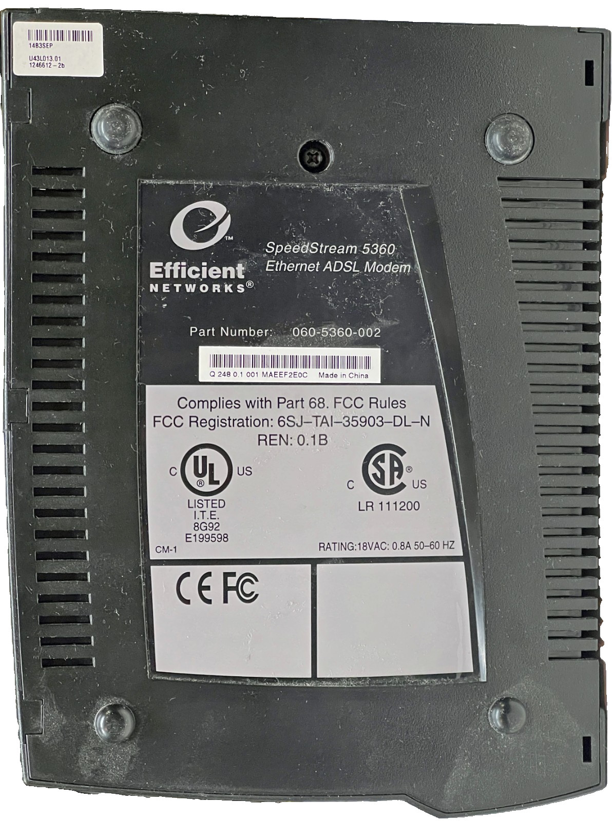 Efficient Networks SpeedStream; 5360 New & Improved; ADSL Modem; 120-5360-502
