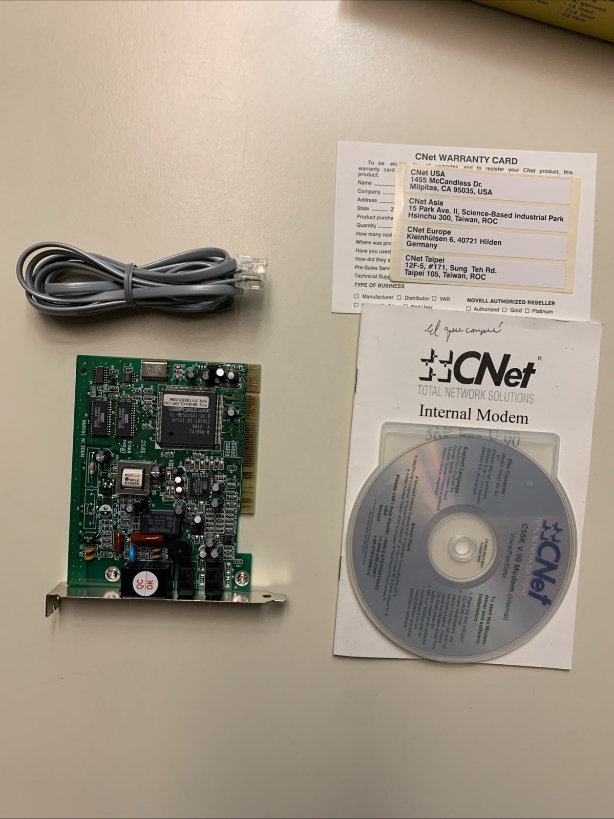 CNET Single Point Internal Modem 56k Voice Fax Modem Open Box