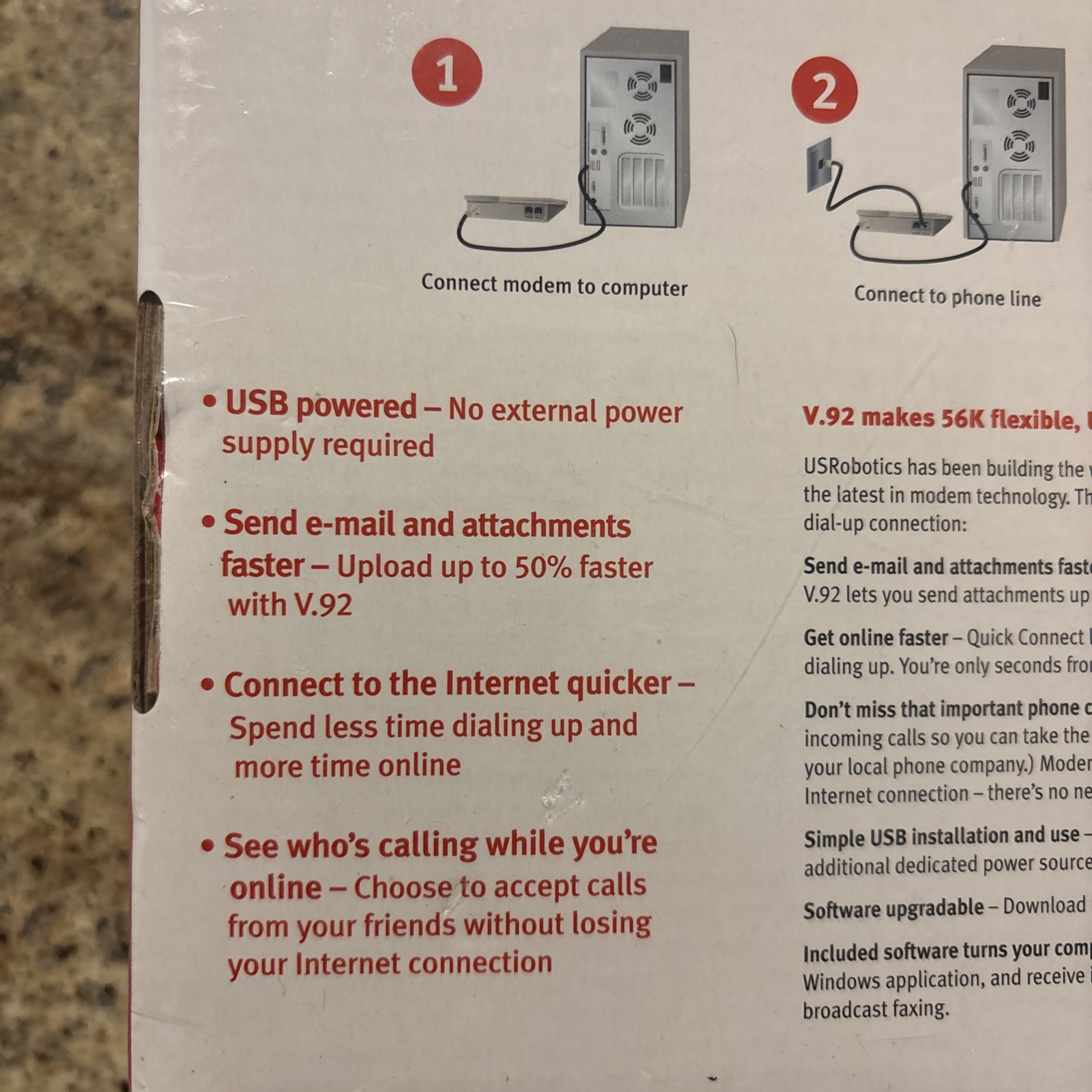 US Robotics USR5633B 56K USB FaxModem Advanced Dial-Up Connectivity Plug & Play