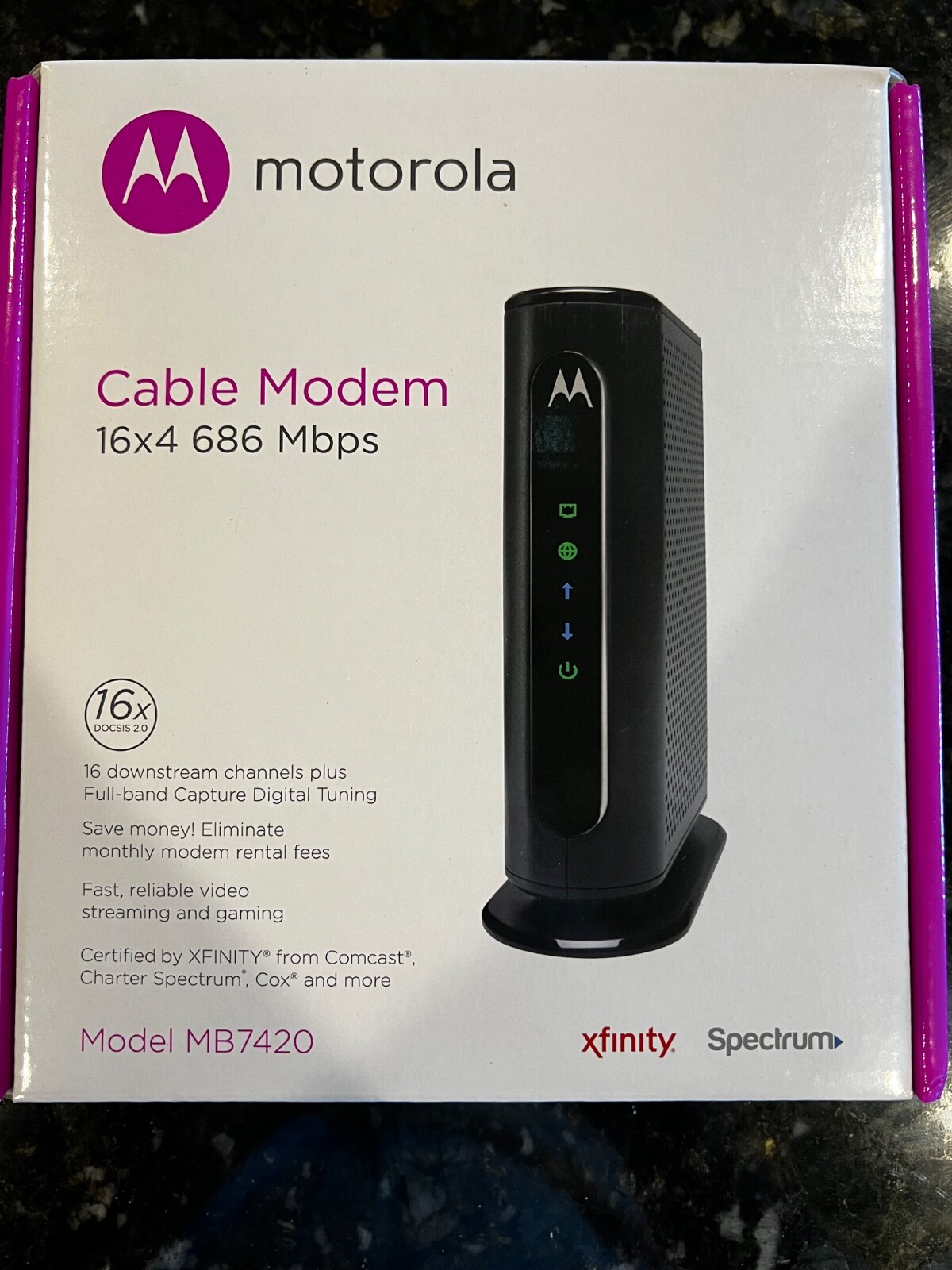 MOTOROLA MB7420 16×4 686 Mbps DOCSIS 3.0 Cable Modem – PreOwned