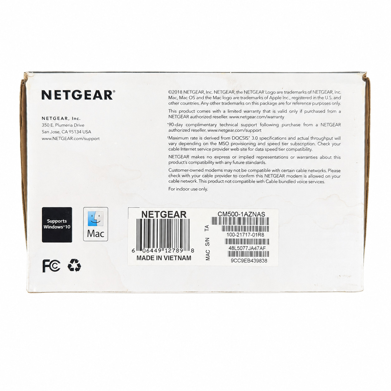 NETGEAR CM500 Cable Modem DOCSIS 3.0 680Mbps Xfinity Spectrum Cox Mediacom