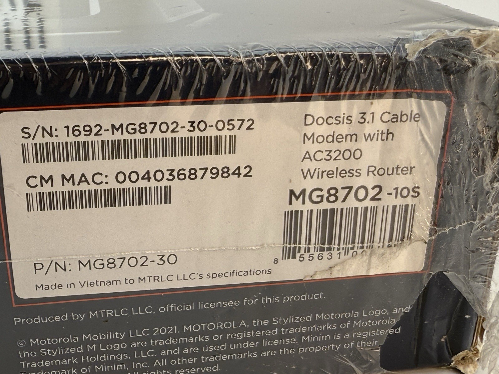 Motorola Ultra-Fast DOCSIS 3.1 Cable Modem with AC3200 Dual Band Router MG8702
