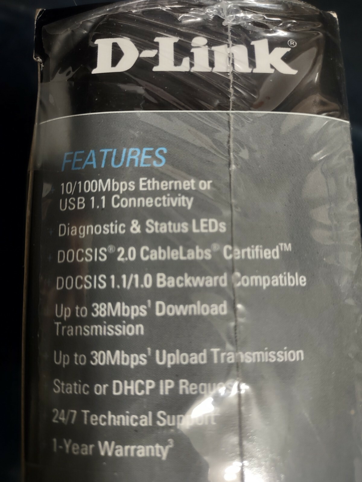 D-Link DCM-202 DOCSIS 2.0 USB Broadband Ethernet Cable Modem New in Box nos