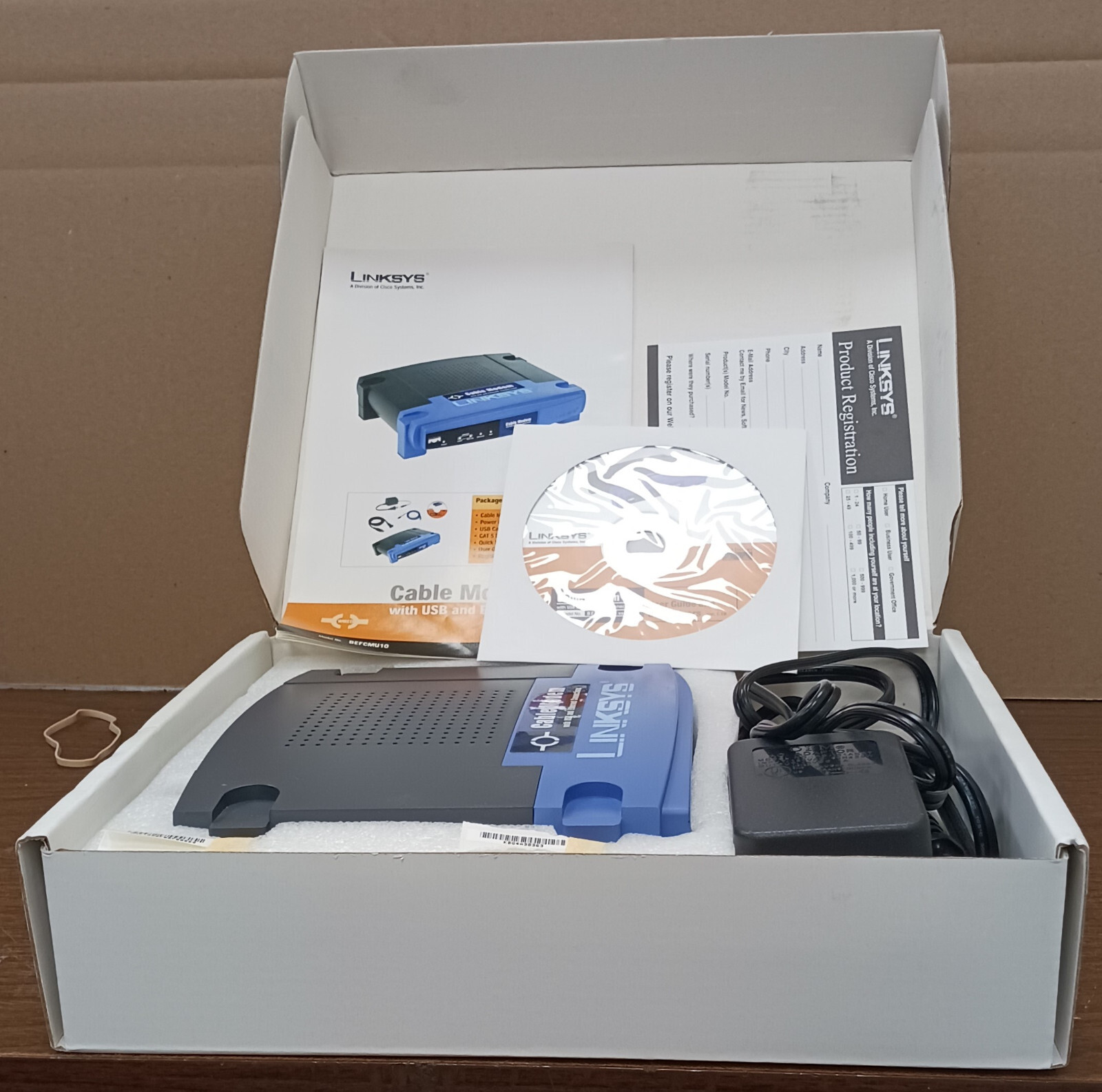 CISCO LINKSYS- BEFCMU10 – ETHERNET CABLE MODEM – USED IN ORIGINAL BOX