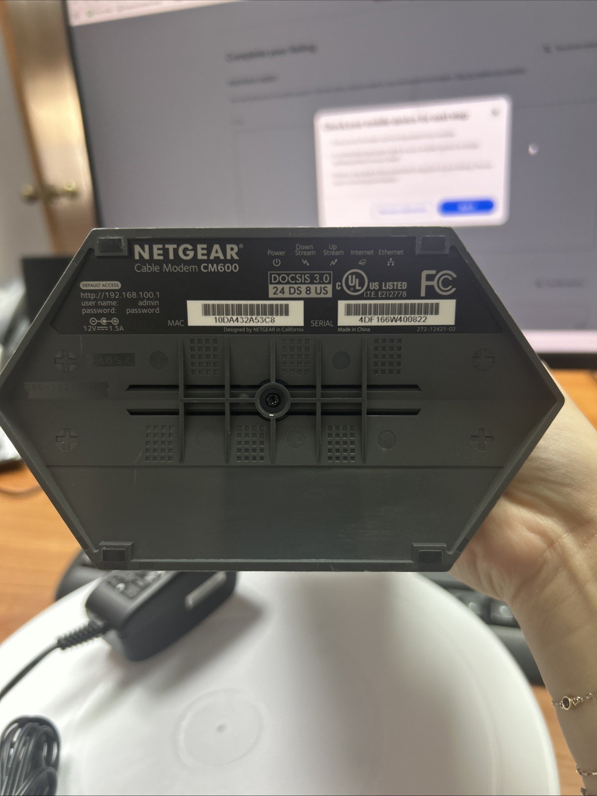 NETGEAR CM600 DOCSIS 3.0 24×8 960 Mbps Xfinity Spectrum Cox – Tested & Working