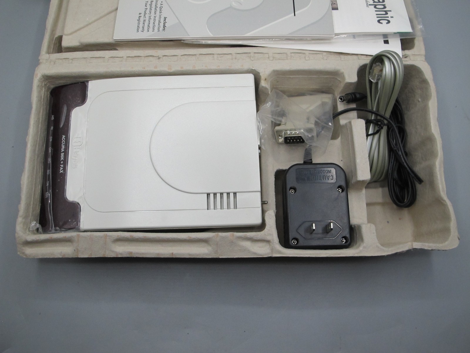 Vintage New Open Box Hayes Accura 56K V.90 External Computer PC Fax 4703US Modem
