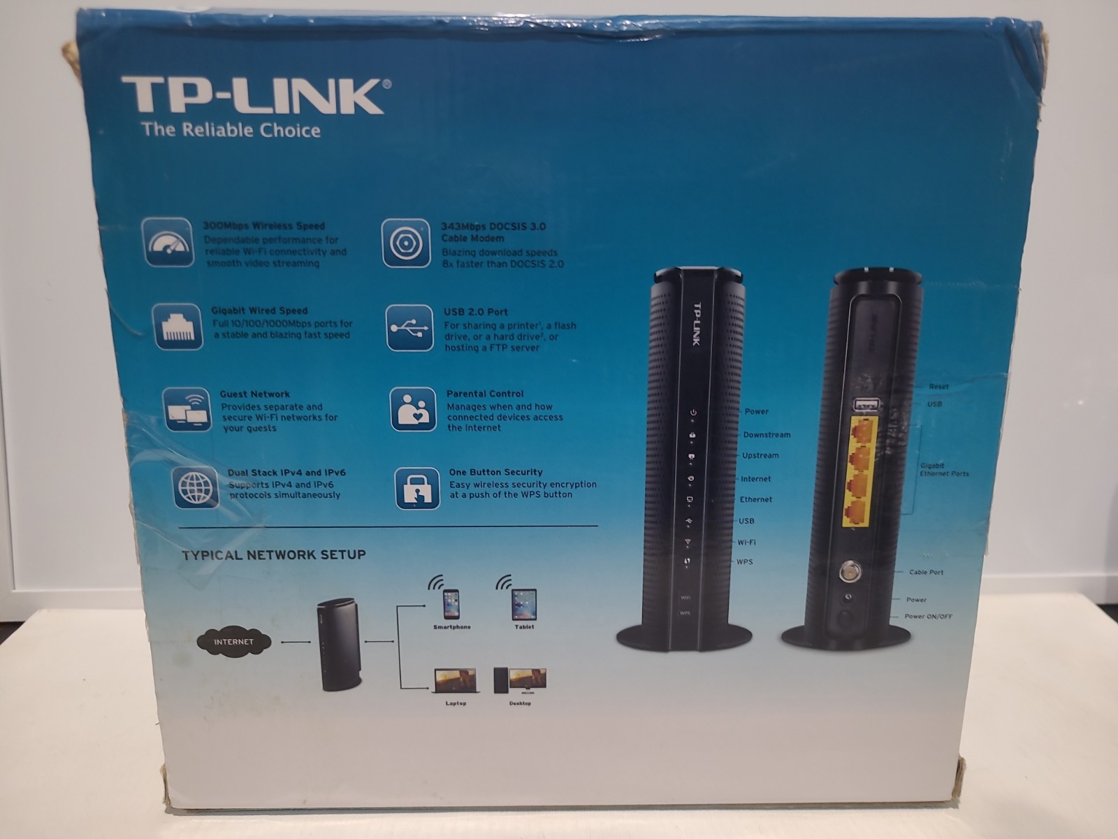 TP-Link TC-W7960 DOCSIS 3.0 Cable Modem Wireless N Router 300Mbps Xfinity