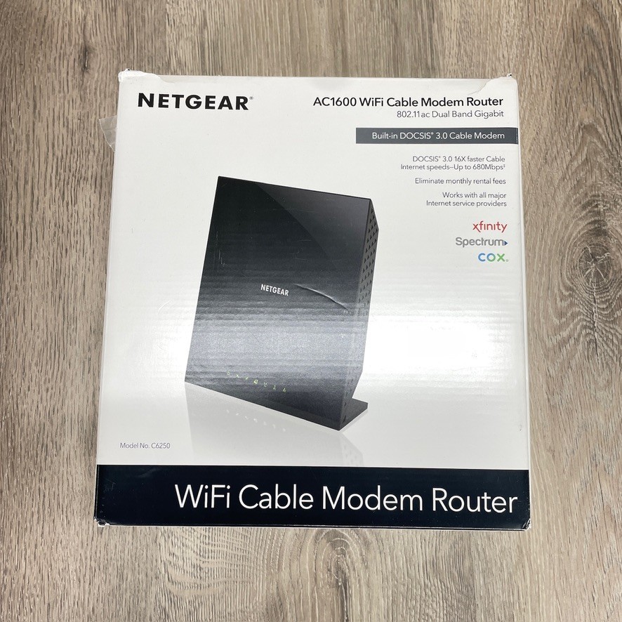 Netgear AC1600 C6250 WiFi Cable Modem Router DOCSIS 3.0 Dual Band Gigabit 802.11
