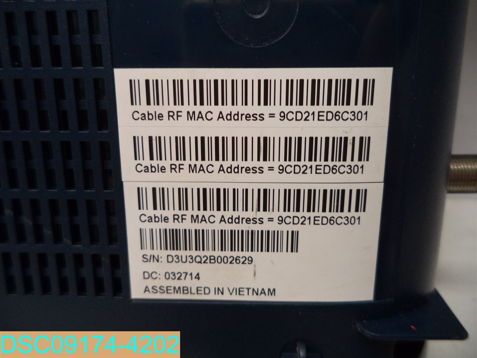 Ubee DDM352.1 12V 1A Cable Modem