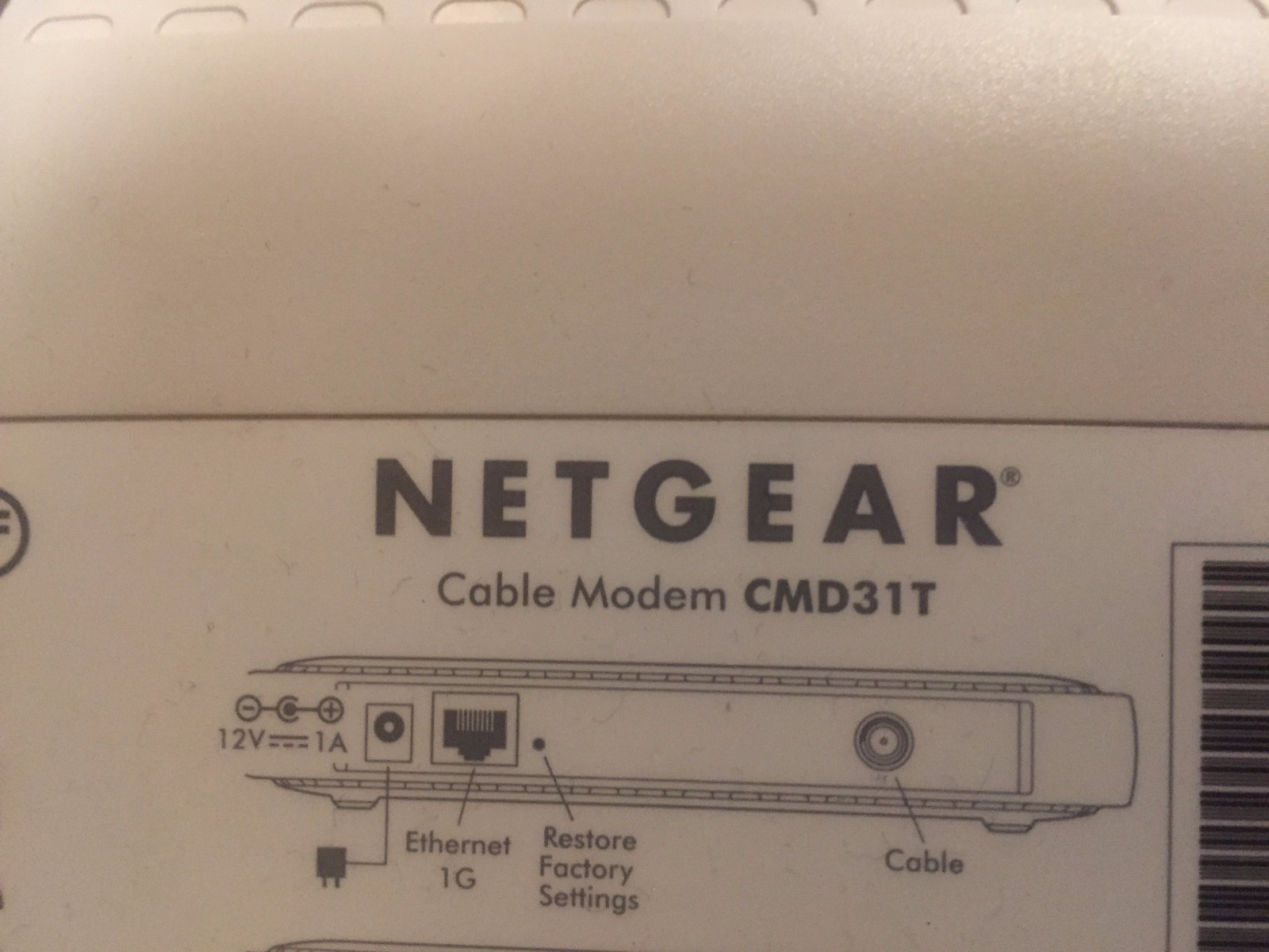 NETGEAR CMD31T (4×4) Cable Modem (CMD31T) DOCSIS 3.0 – High Speed Cable USED