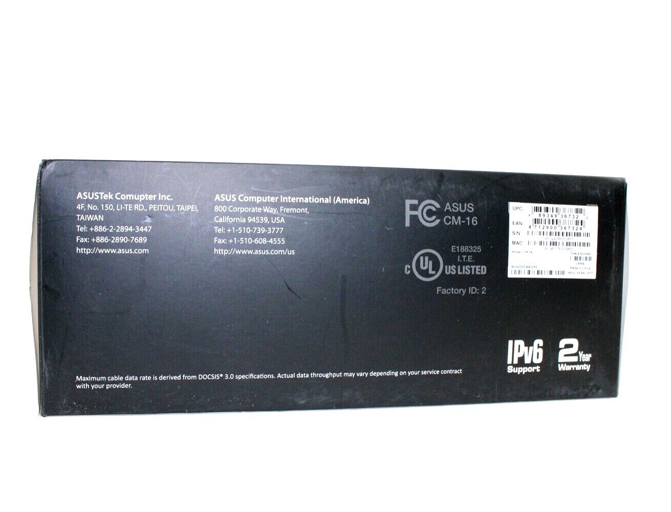 Asus CM-16 DOCSIS 3.0 Cable Modem Gigabit LAN 686Mbps w Power Cord & Ethernet