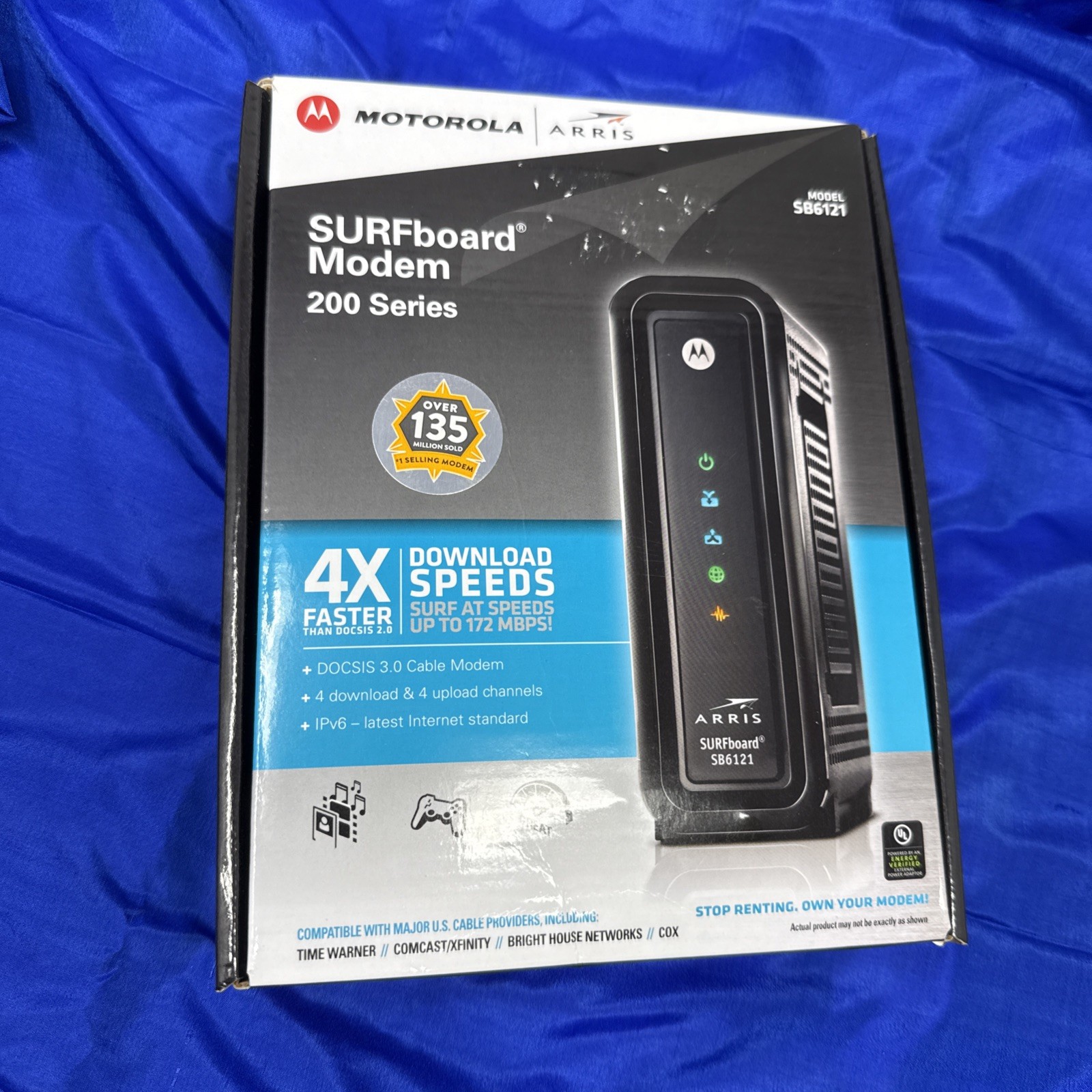 Motorola ARRIS SURFboard SB6121 4×4 DOCSIS 3.0 Cable Modem With Power Adapter
