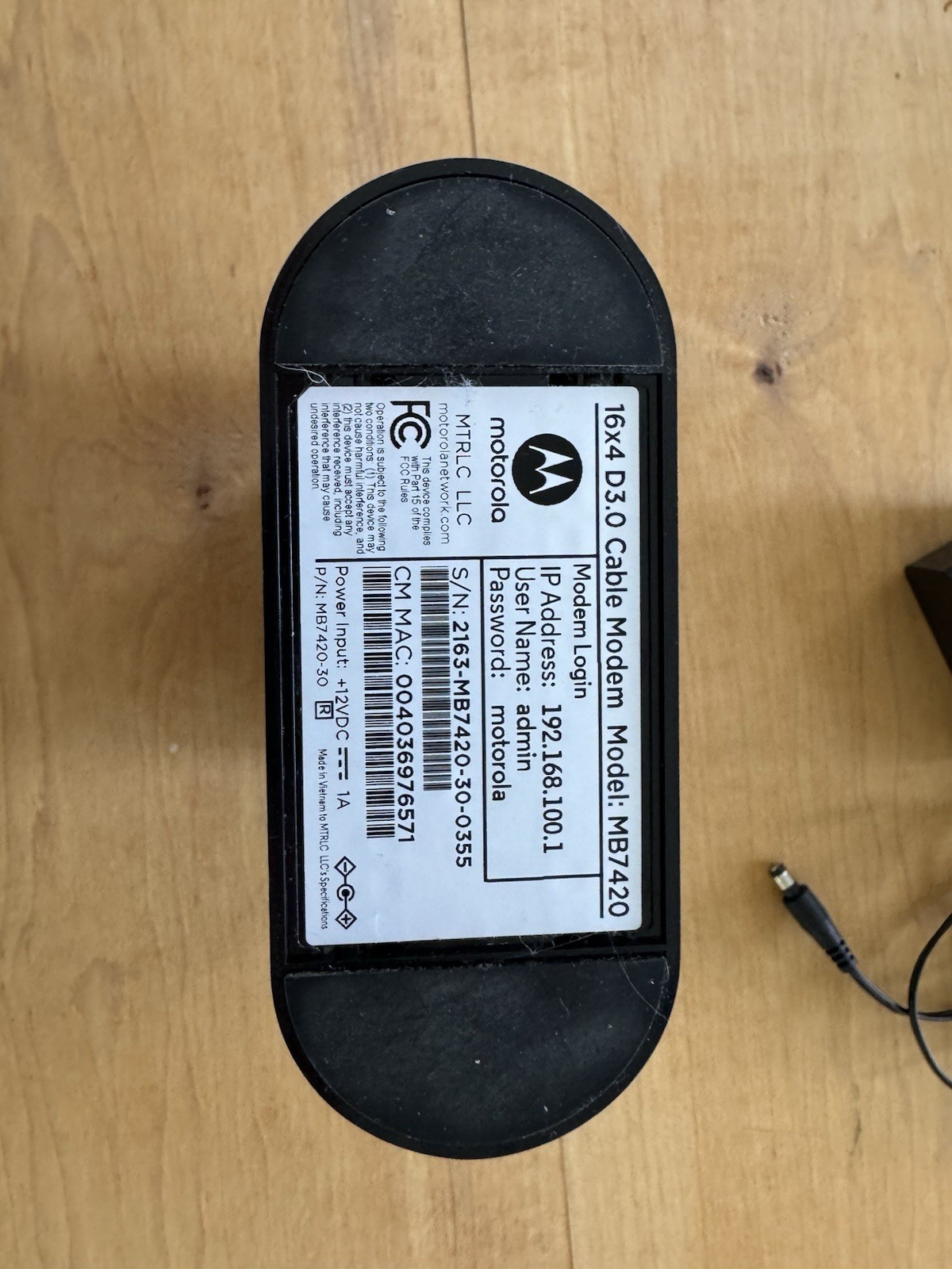 Motorola MB742010 686mbps DOCSIS 3.0 Cable Modem