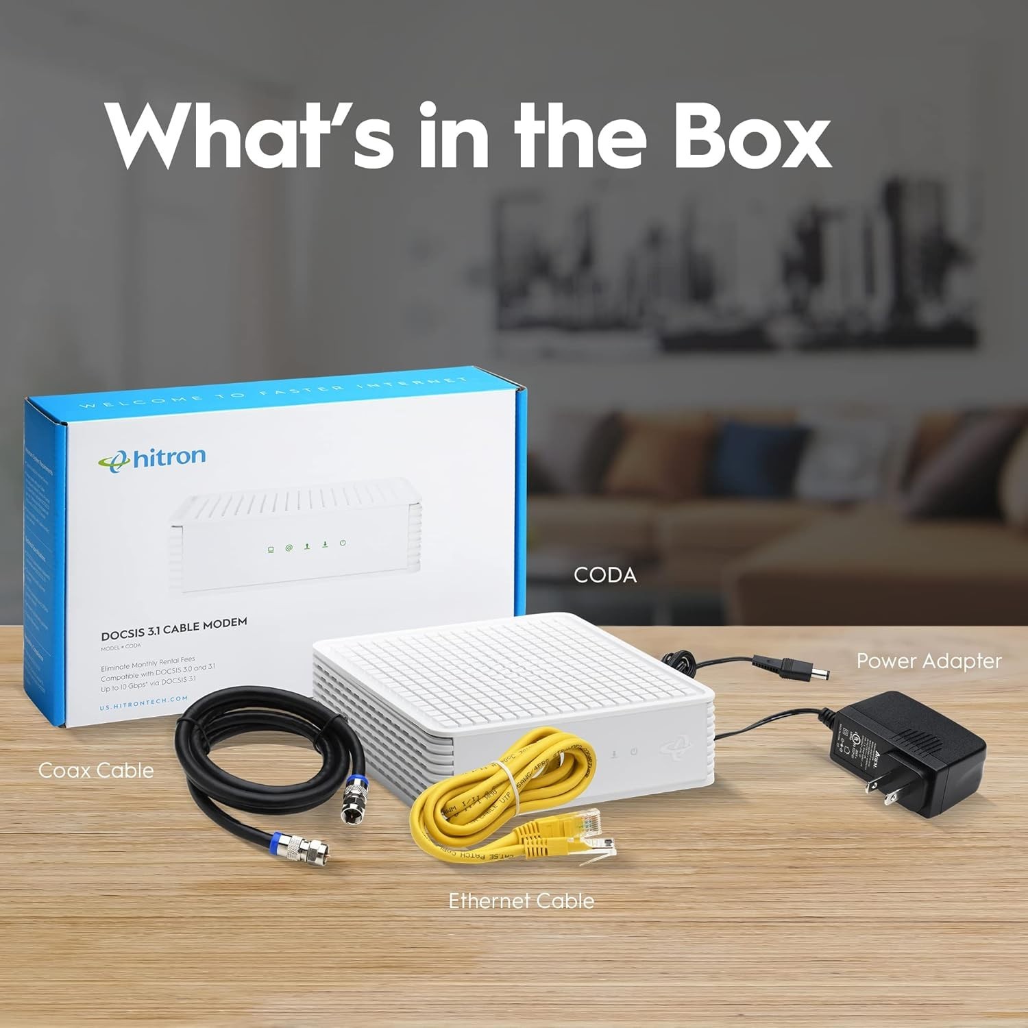Hitron CODA DOCSIS 3.1 Cable Modem ONLY | Up to 1 Gbps Max Internet Speeds | Cer