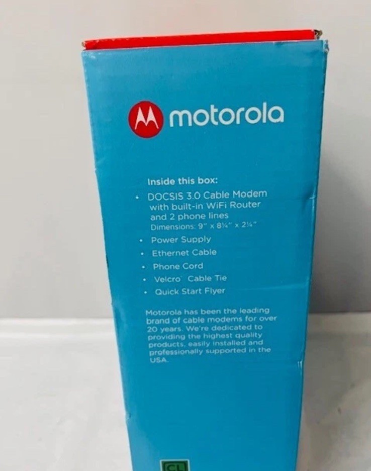 Motorola 24×8 Cable Modem + AC1900 WiFi Router + 2 Phone Line for Xfinity MT7711
