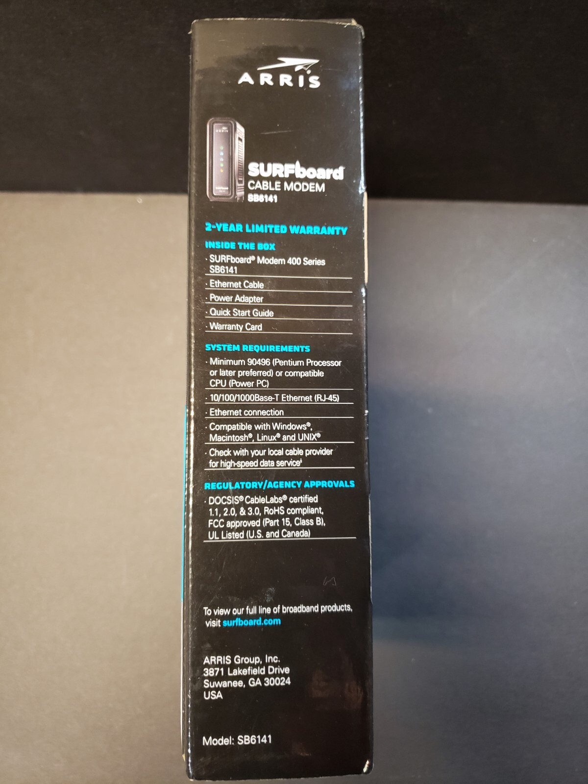 ARRIS SURFboard SB6141 OPTIMUM Compatible Cable Modem Black New Open Box